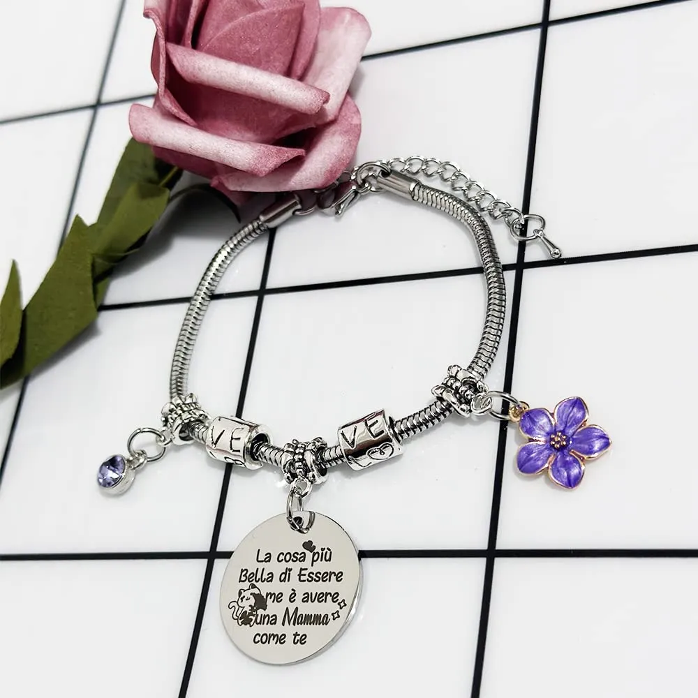 Madre Bangles Donne Polso Braccialetto Felice Festa Della Mamma Compleanno Regalo Fascino Cuore Gioielli Grazie Ricordo Apprezza Regali Natale La Cosa Più Bella Di Essere Me è Avere Una Mamma Come Te - immagine 3