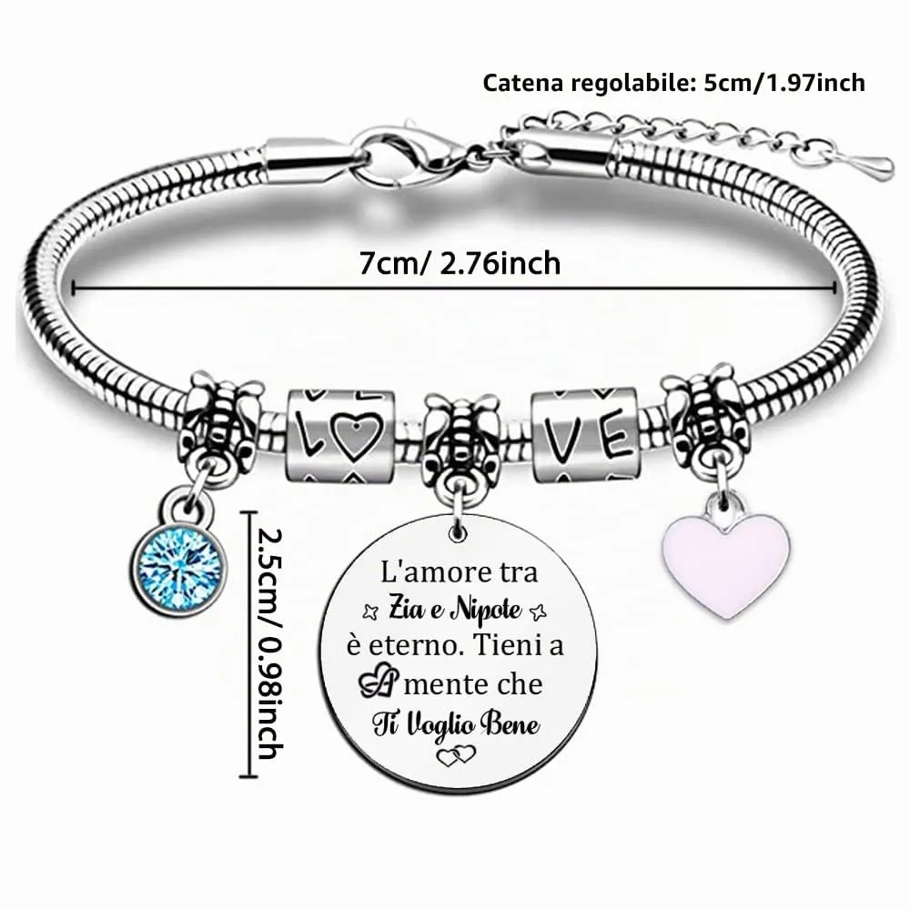 Zia e Nipote Bracciali Donne Braccialetto Polso Regolabile Festa Della Mamma Regalo Compleanno Zia Nipote Amore Per Sempre Gioielli Ricordo Laurea Famiglia Accompagnare Apprezzare Regali Natale - immagine 2