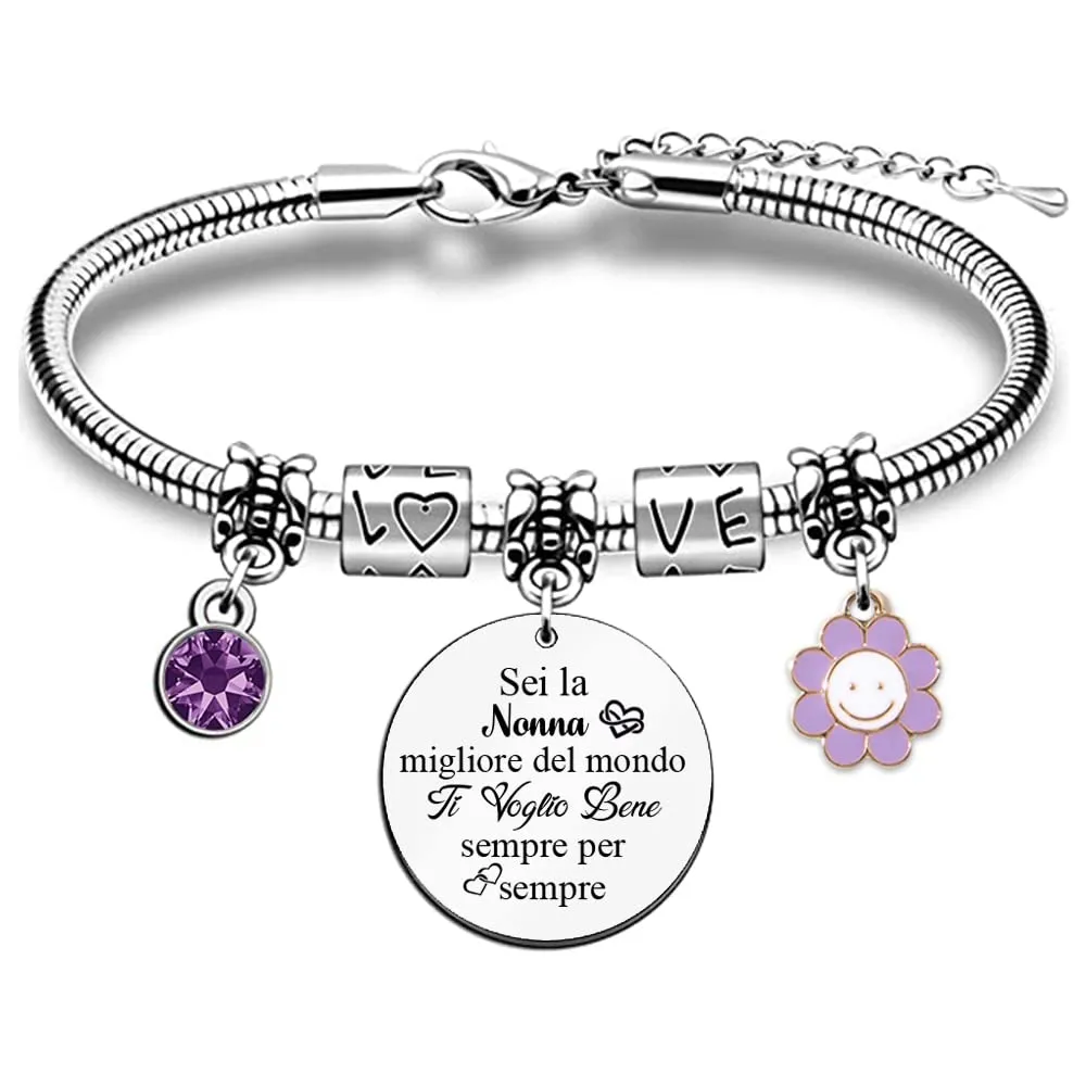 Nonna Braccialetti Donne Polso Bracciale Regolabile Festa Della Mamma Nonna Compleanno Regalo Gioielli Floreali Migliore Grazie Ricordo Da Nipote Apprezza Ringraziamento Natale Regali D'Amore Famiglia - immagine 1