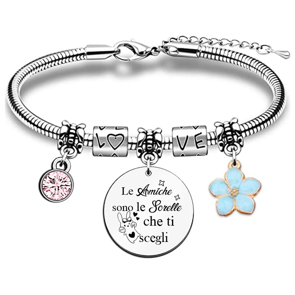 Migliore Amica Bracciali Donne Vera Amicizia Apprezzare Regalo Compleanno Coniglio Gioielli Vai All'Università Laurea Addio Accompagnare Bestie Promemoria Natale Ricordo Moda Regali Carino Fiore - immagine 1