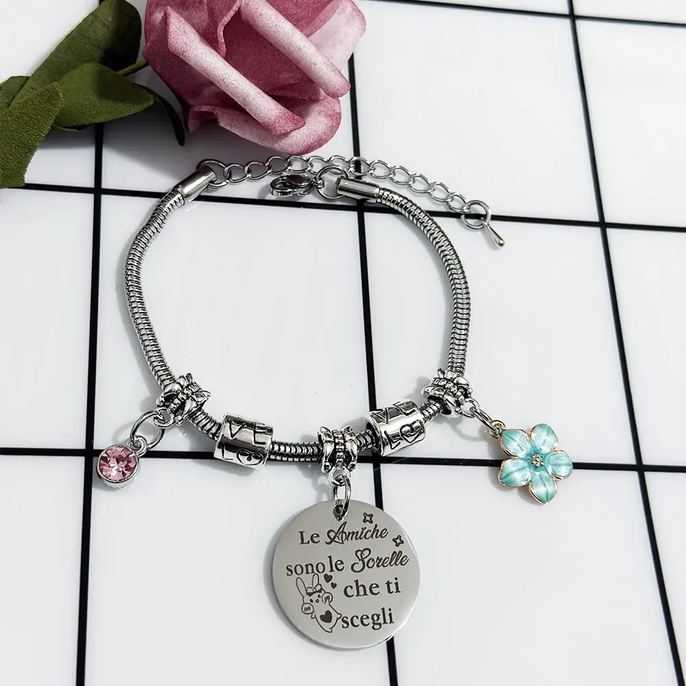 Migliore Amica Bracciali Donne Vera Amicizia Apprezzare Regalo Compleanno Coniglio Gioielli Vai All'Università Laurea Addio Accompagnare Bestie Promemoria Natale Ricordo Moda Regali Carino Fiore - immagine 2