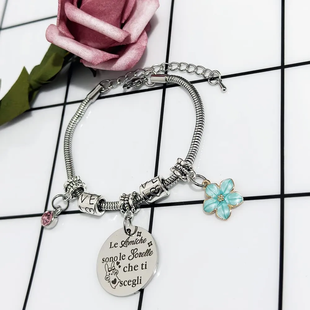 Migliore Amica Bracciali Donne Vera Amicizia Apprezzare Regalo Compleanno Coniglio Gioielli Vai All'Università Laurea Addio Accompagnare Bestie Promemoria Natale Ricordo Moda Regali Carino Fiore - immagine 3