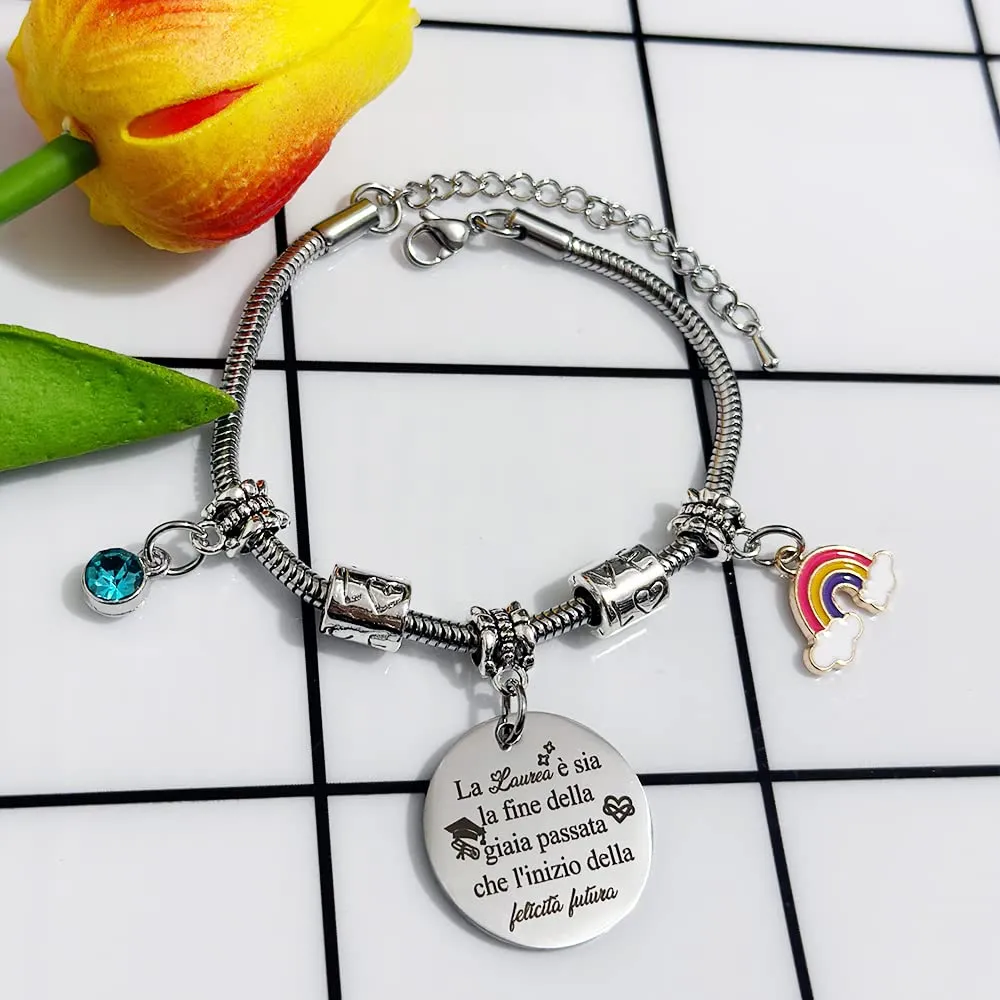 FCZIVA Donne Braccialetti Regalo Compleanno Gioielli Ispiratori Vai All'Università Laurea Incoraggia Promemoria Sorella Amica Figlia Nipote Natale Ricordo Arcobaleno Laureato Ricordi Gioielli - immagine 2