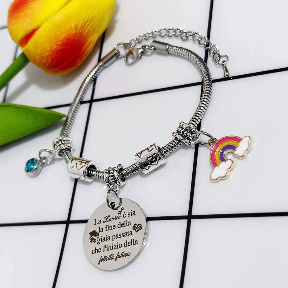 FCZIVA Donne Braccialetti Regalo Compleanno Gioielli Ispiratori Vai All'Università Laurea Incoraggia Promemoria Sorella Amica Figlia Nipote Natale Ricordo Arcobaleno Laureato Ricordi Gioielli - immagine 3