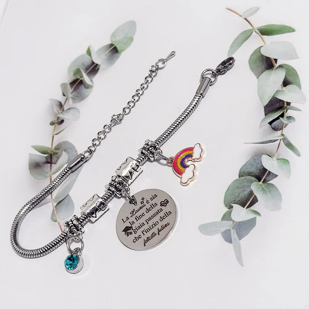FCZIVA Donne Braccialetti Regalo Compleanno Gioielli Ispiratori Vai All'Università Laurea Incoraggia Promemoria Sorella Amica Figlia Nipote Natale Ricordo Arcobaleno Laureato Ricordi Gioielli - immagine 4