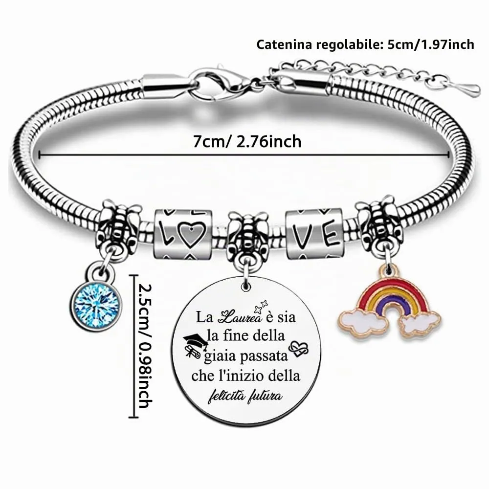 FCZIVA Donne Braccialetti Regalo Compleanno Gioielli Ispiratori Vai All'Università Laurea Incoraggia Promemoria Sorella Amica Figlia Nipote Natale Ricordo Arcobaleno Laureato Ricordi Gioielli - immagine 5