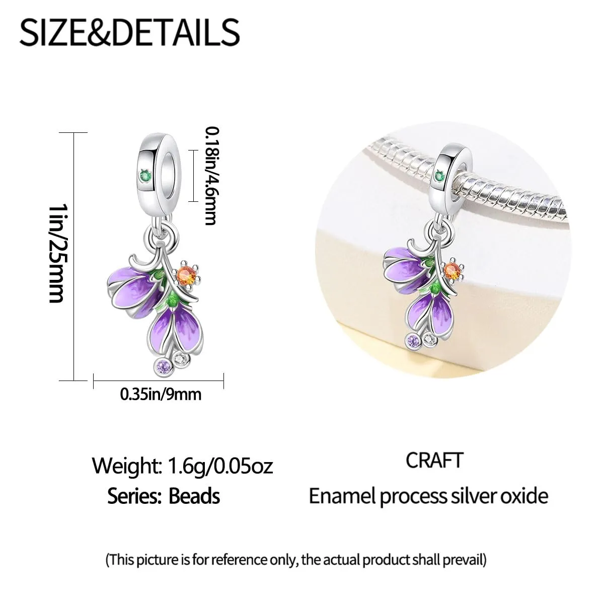 LNQOBU Ciondolo con Charm Argento Sterling 925 Fatima's Hand Dangle Charm Compatibile con Pandora e Europei Bracciale Collane da Donna(Fornito con una Perlina) - immagine 5