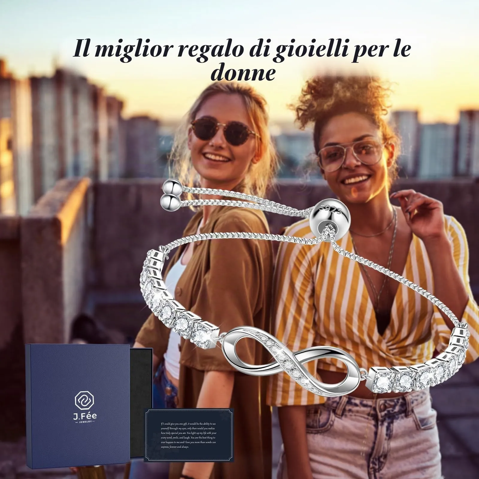 J.Fée Bracciale Donna Argento 925, Bracciale Argento 925 Bracciali Infinito Cuore Bracciali Donna Regalo Regalo per Lei Regali Mamma Regalo Amica,80 - immagine 6
