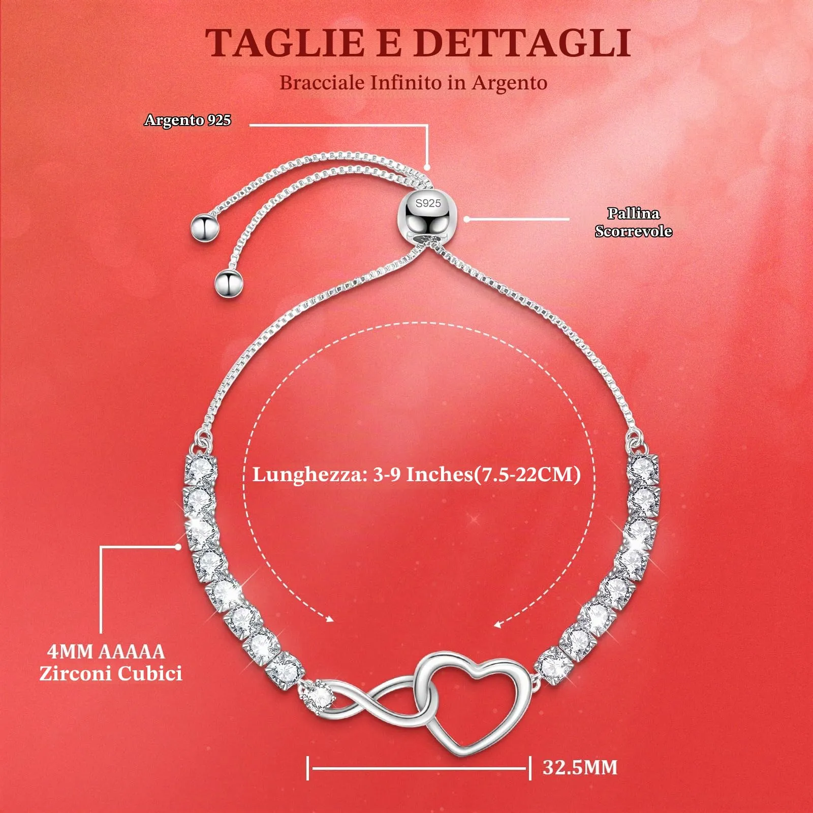 J.Fée Bracciale Infinito Bracciale Donna Argento 925 Bracciali Donna Argento Regalo Gioielli Regalo Per Lei Regali Per Lei - immagine 2