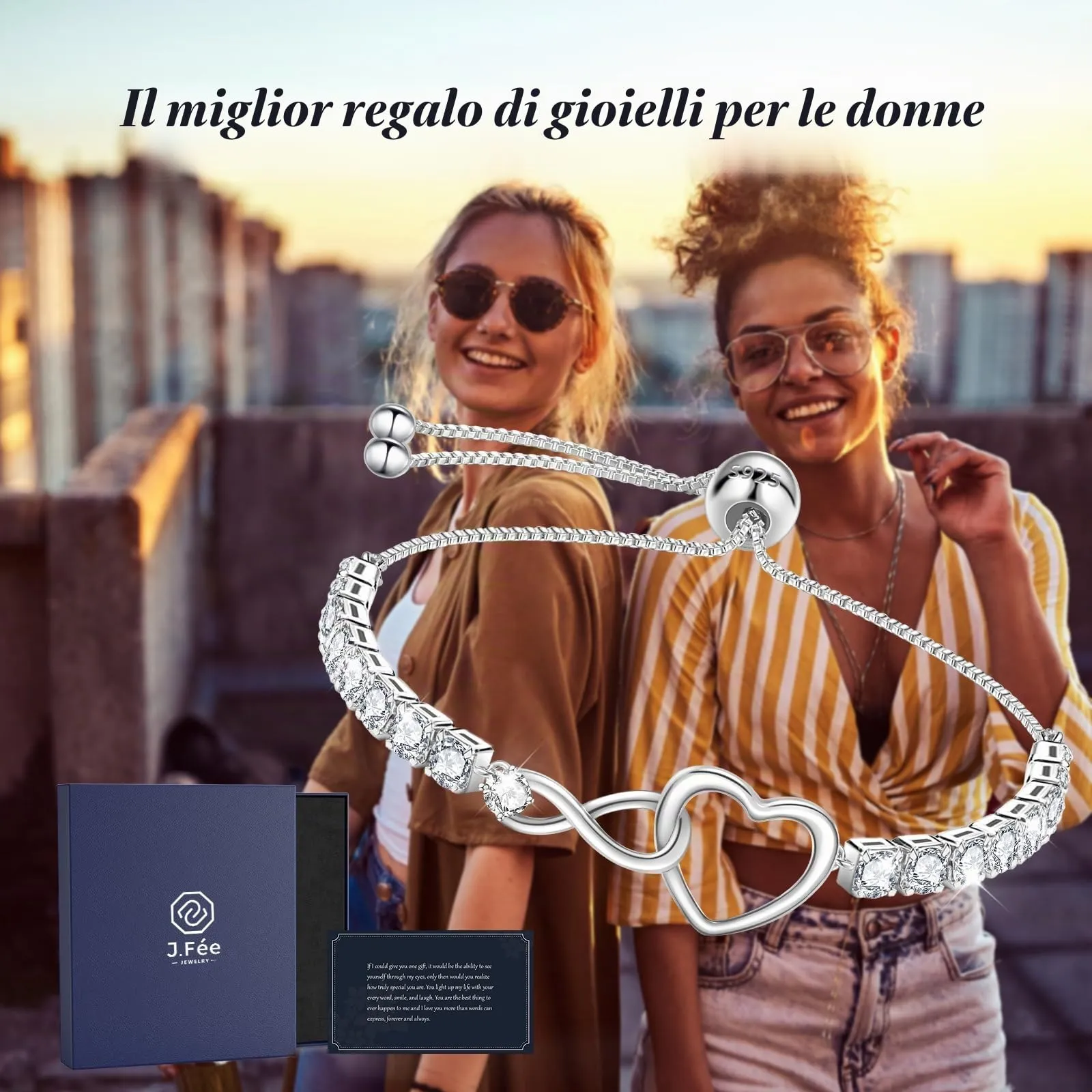 J.Fée Bracciale Infinito Bracciale Donna Argento 925 Bracciali Donna Argento Regalo Gioielli Regalo Per Lei Regali Per Lei - immagine 6