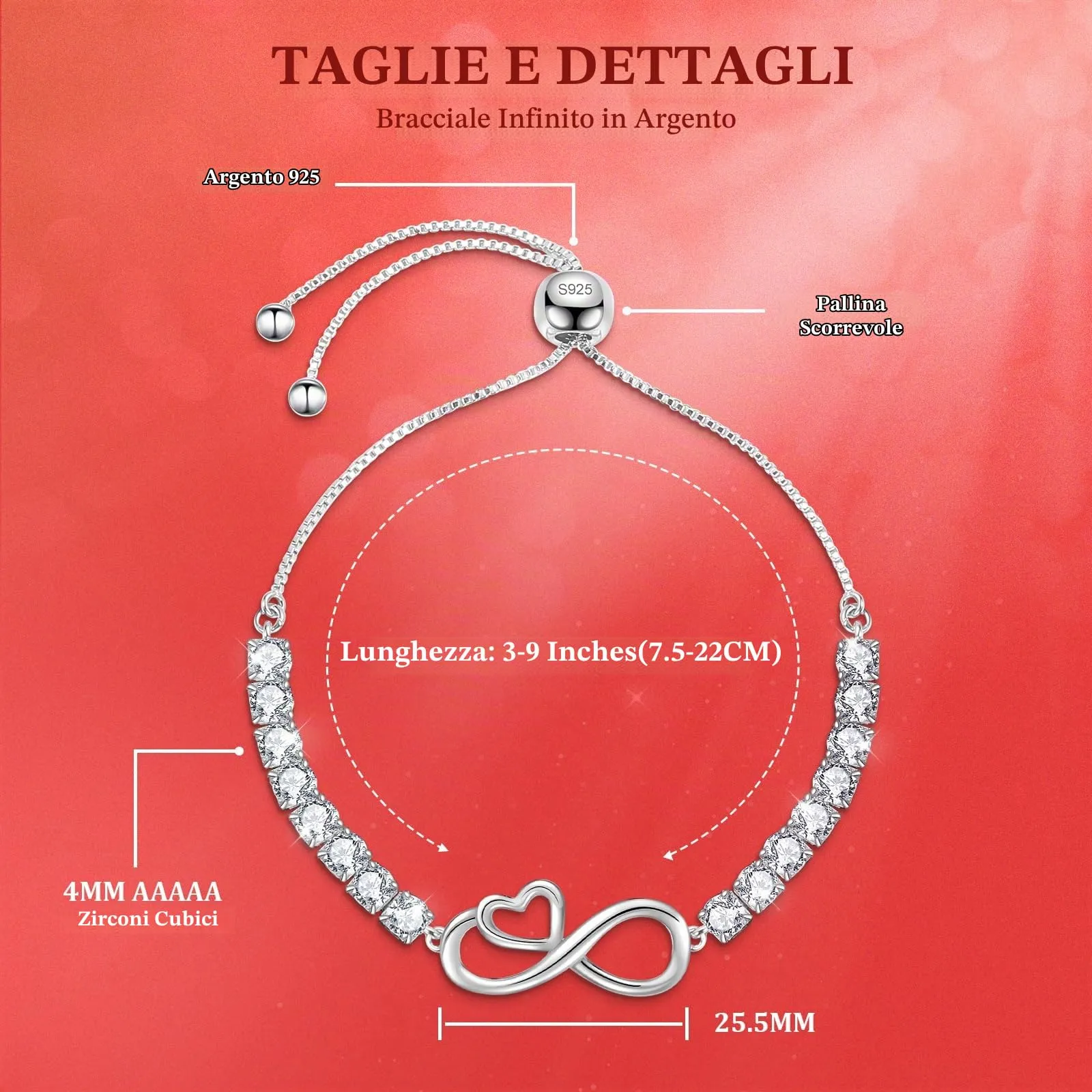 J.Fée Bracciale Infinito Bracciale Donna Argento 925 Bracciali Donna Argento Regalo Gioielli Regalo Per Lei Regali Per Lei - immagine 2
