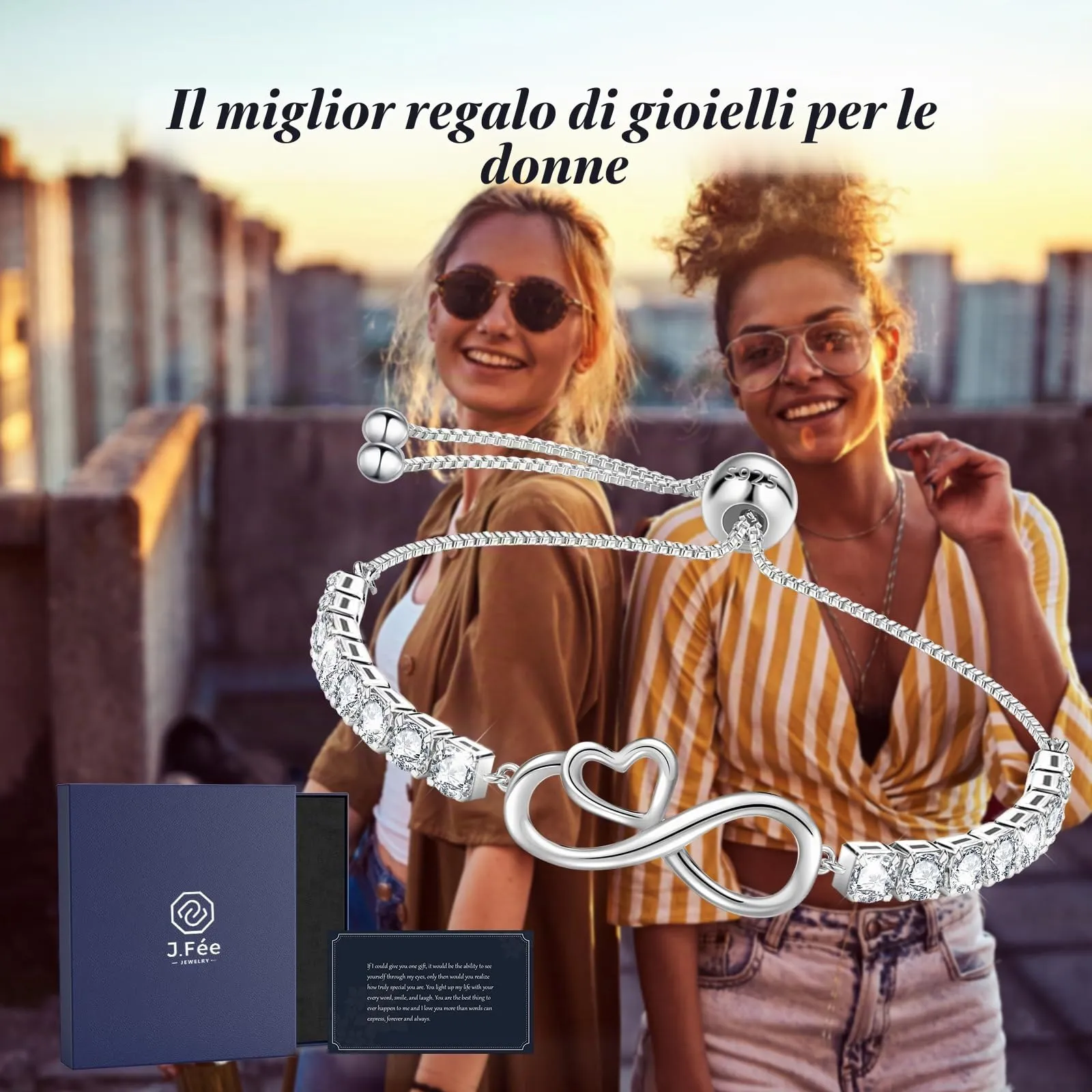 J.Fée Bracciale Infinito Bracciale Donna Argento 925 Bracciali Donna Argento Regalo Gioielli Regalo Per Lei Regali Per Lei - immagine 6