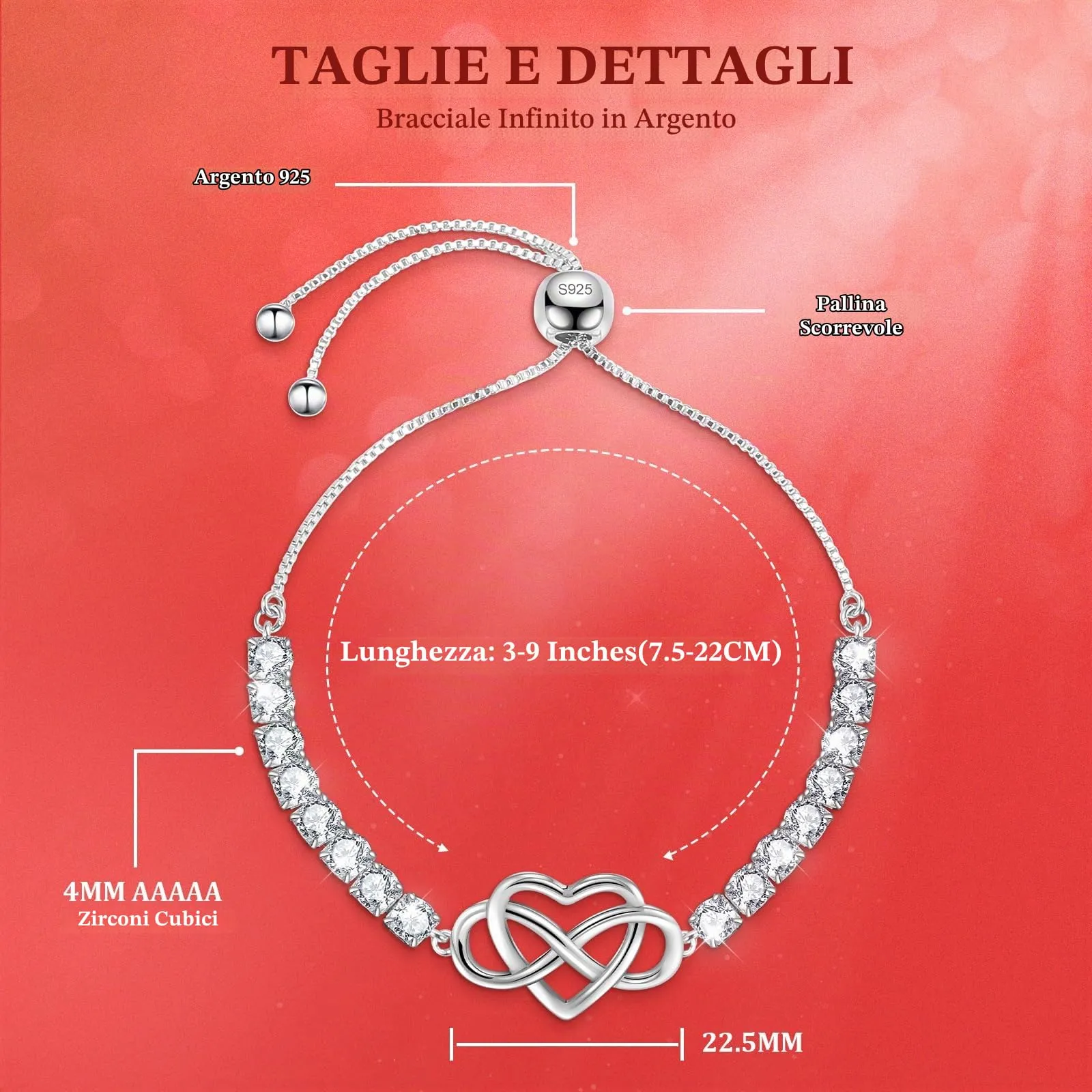 J.Fée Bracciale Infinito Bracciale Donna Argento 925 Bracciali Donna Argento Regalo Gioielli Regalo Per Lei Regali Per Lei - immagine 2