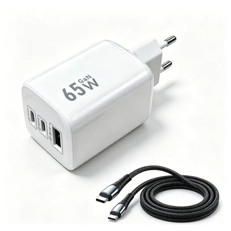 Caricatore GaN 65W Dam Electronics 3 Porte USB-C PD 3.0 QC 3.0 - immagine 1
