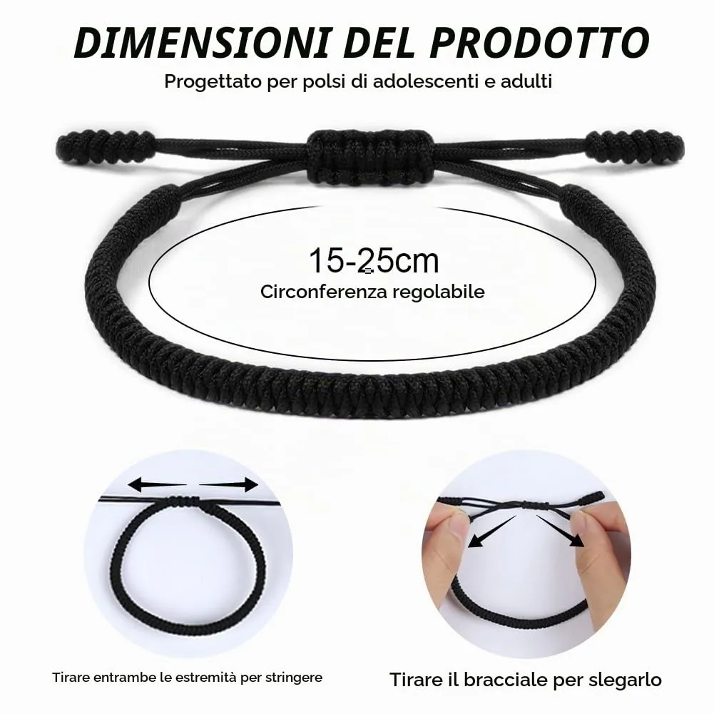 Aucuu Portafortuna Braccialetto, Braccialetti Intrecciati, Braccialetti Amicizia Intrecciati, Tibetano Amicizia Corda Bracciale, Bracciali Fatto a Mano, Bracciale Regolabile per Donne Uomo Bambini - immagine 2