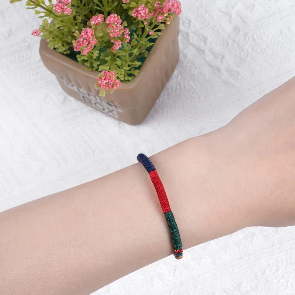 Aucuu Portafortuna Braccialetto, Braccialetti Intrecciati, Braccialetti Amicizia Intrecciati, Tibetano Amicizia Corda Bracciale, Bracciali Fatto a Mano, Bracciale Regolabile per Donne Uomo Bambini - immagine 6