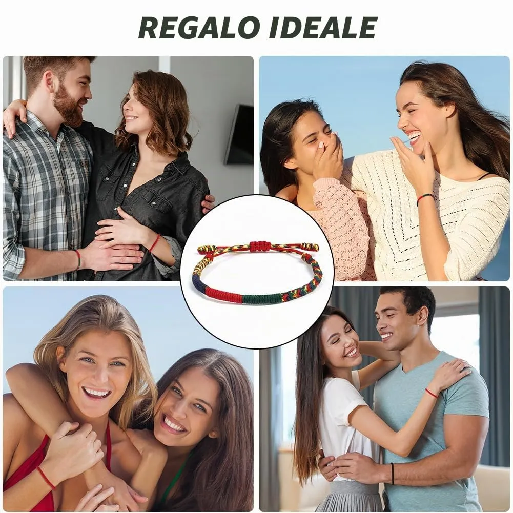 Aucuu Portafortuna Braccialetto, Braccialetti Intrecciati, Braccialetti Amicizia Intrecciati, Tibetano Amicizia Corda Bracciale, Bracciali Fatto a Mano, Bracciale Regolabile per Donne Uomo Bambini - immagine 7