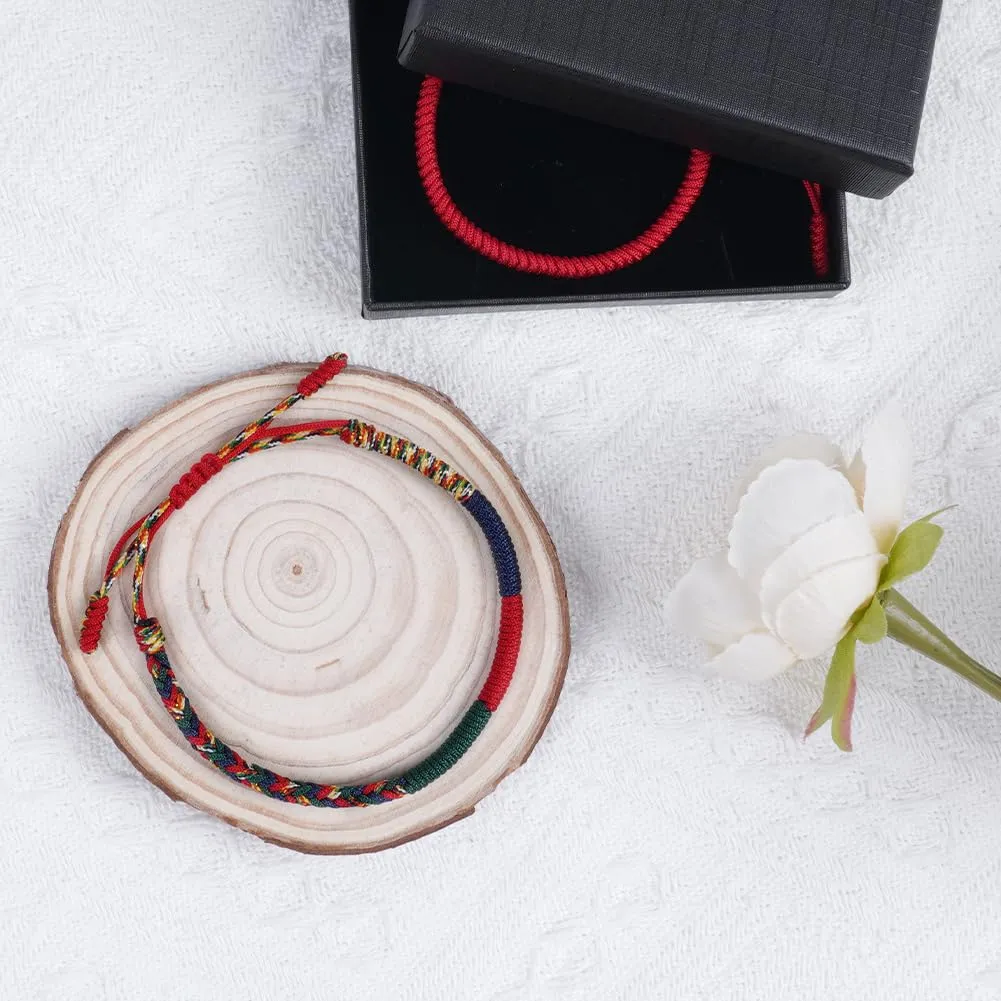 Aucuu Portafortuna Braccialetto, Braccialetti Intrecciati, Braccialetti Amicizia Intrecciati, Tibetano Amicizia Corda Bracciale, Bracciali Fatto a Mano, Bracciale Regolabile per Donne Uomo Bambini - immagine 8