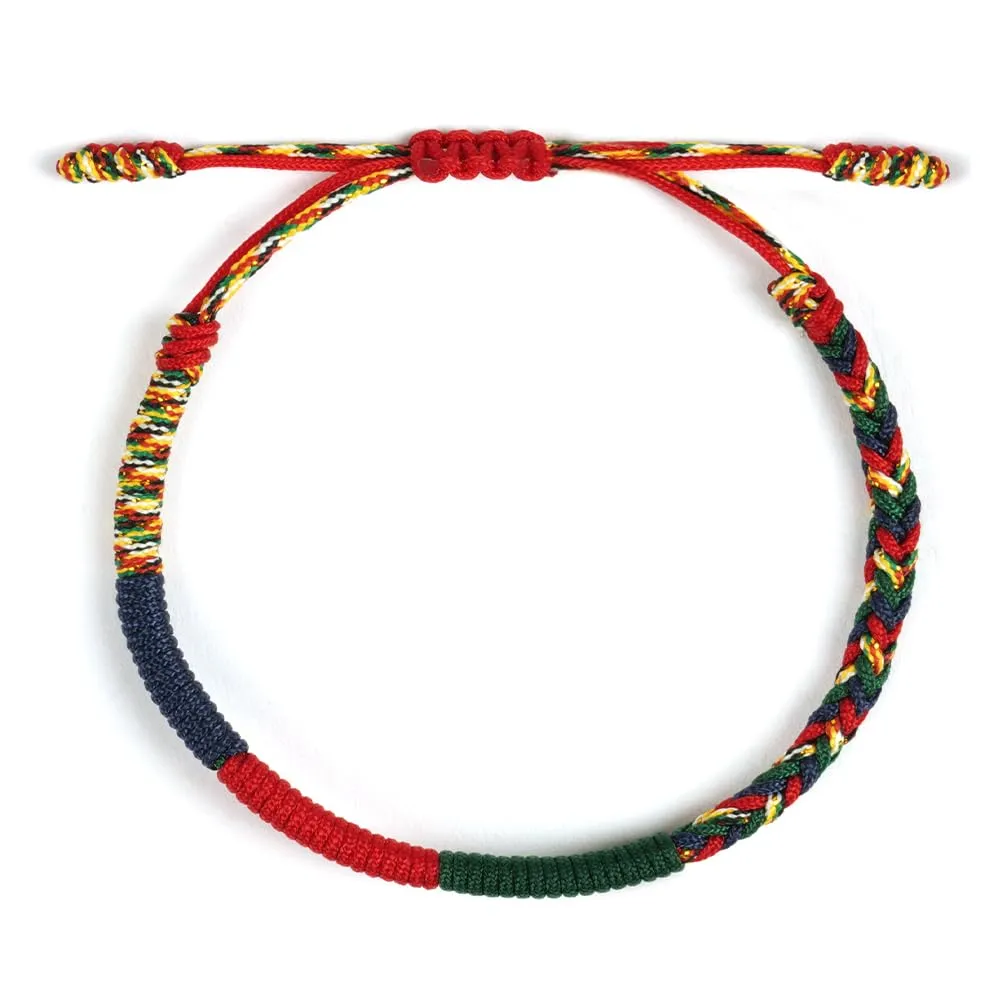 Aucuu Portafortuna Braccialetto, Braccialetti Intrecciati, Braccialetti Amicizia Intrecciati, Tibetano Amicizia Corda Bracciale, Bracciali Fatto a Mano, Bracciale Regolabile per Donne Uomo Bambini - immagine 9