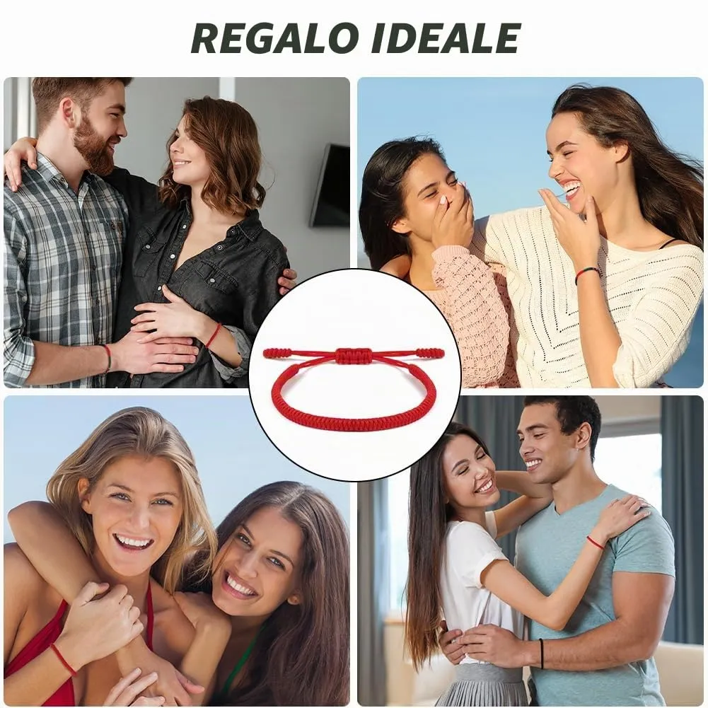 Aucuu Portafortuna Braccialetto, Braccialetti Intrecciati, Braccialetti Amicizia Intrecciati, Tibetano Amicizia Corda Bracciale, Bracciali Fatto a Mano, Bracciale Regolabile per Donne Uomo Bambini - immagine 6