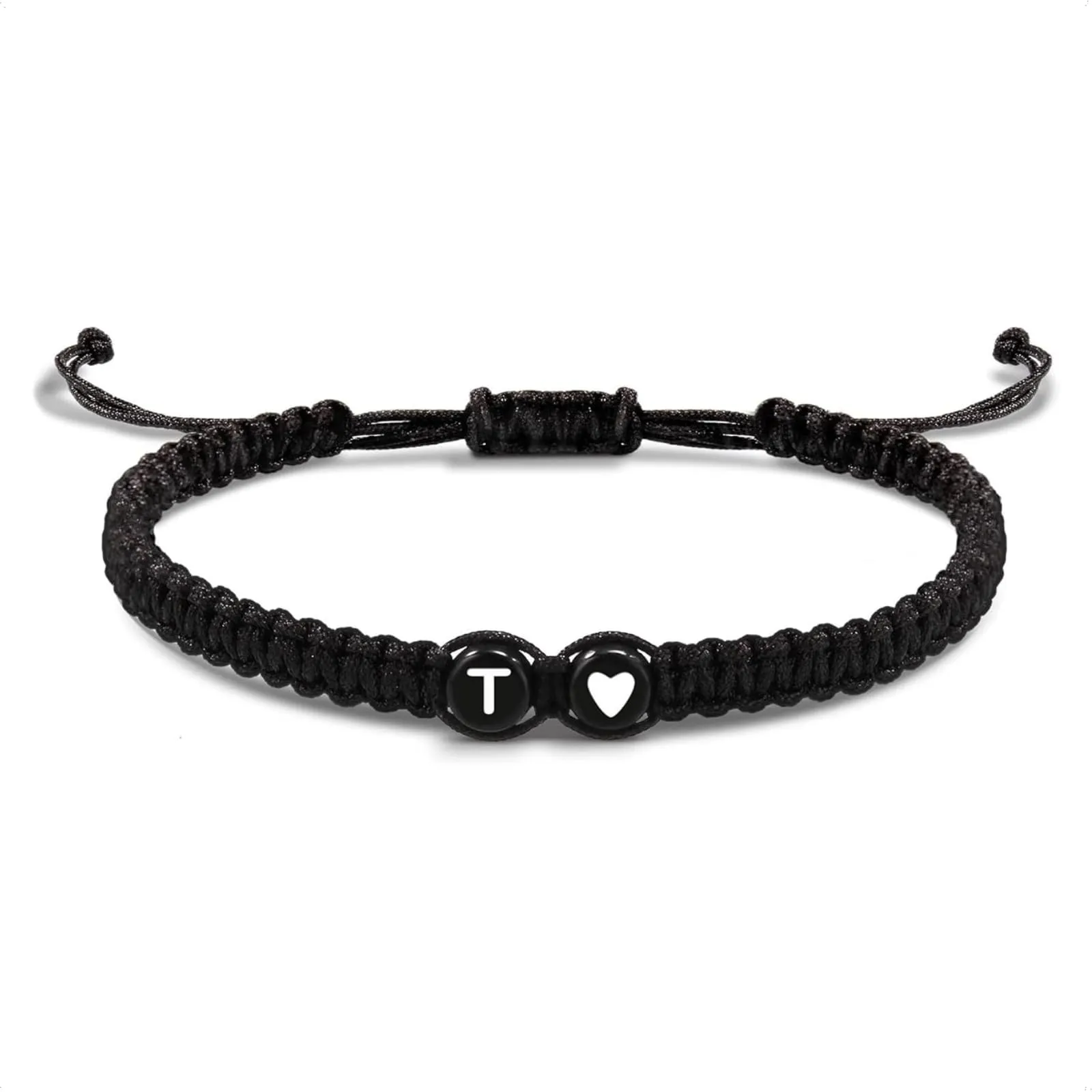 Bracciale con Lettera e Cuore - Iniziale Nome Regalo per Donna e Uomo (T) - immagine 1