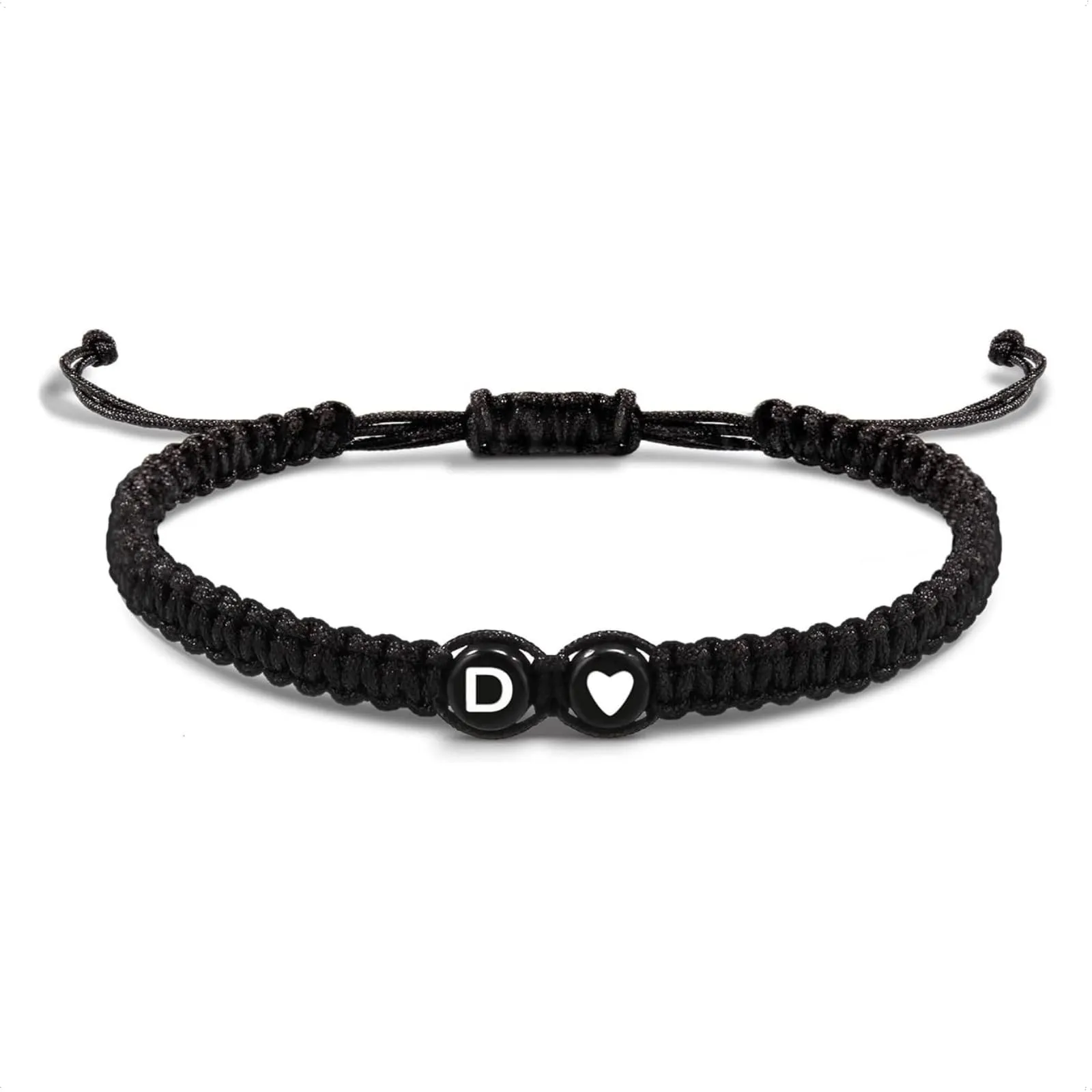 Bracciale con Lettera e Cuore - Iniziale Nome Regalo per Donna e Uomo (D) - immagine 1