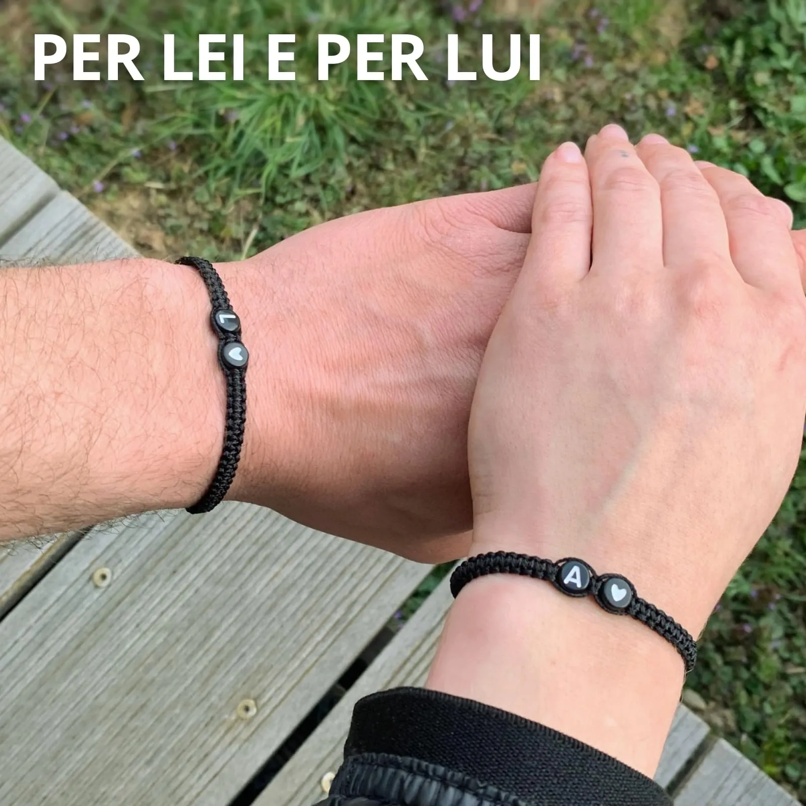 Bracciale con Lettera e Cuore - Iniziale Nome Regalo per Donna e Uomo (R) - immagine 2