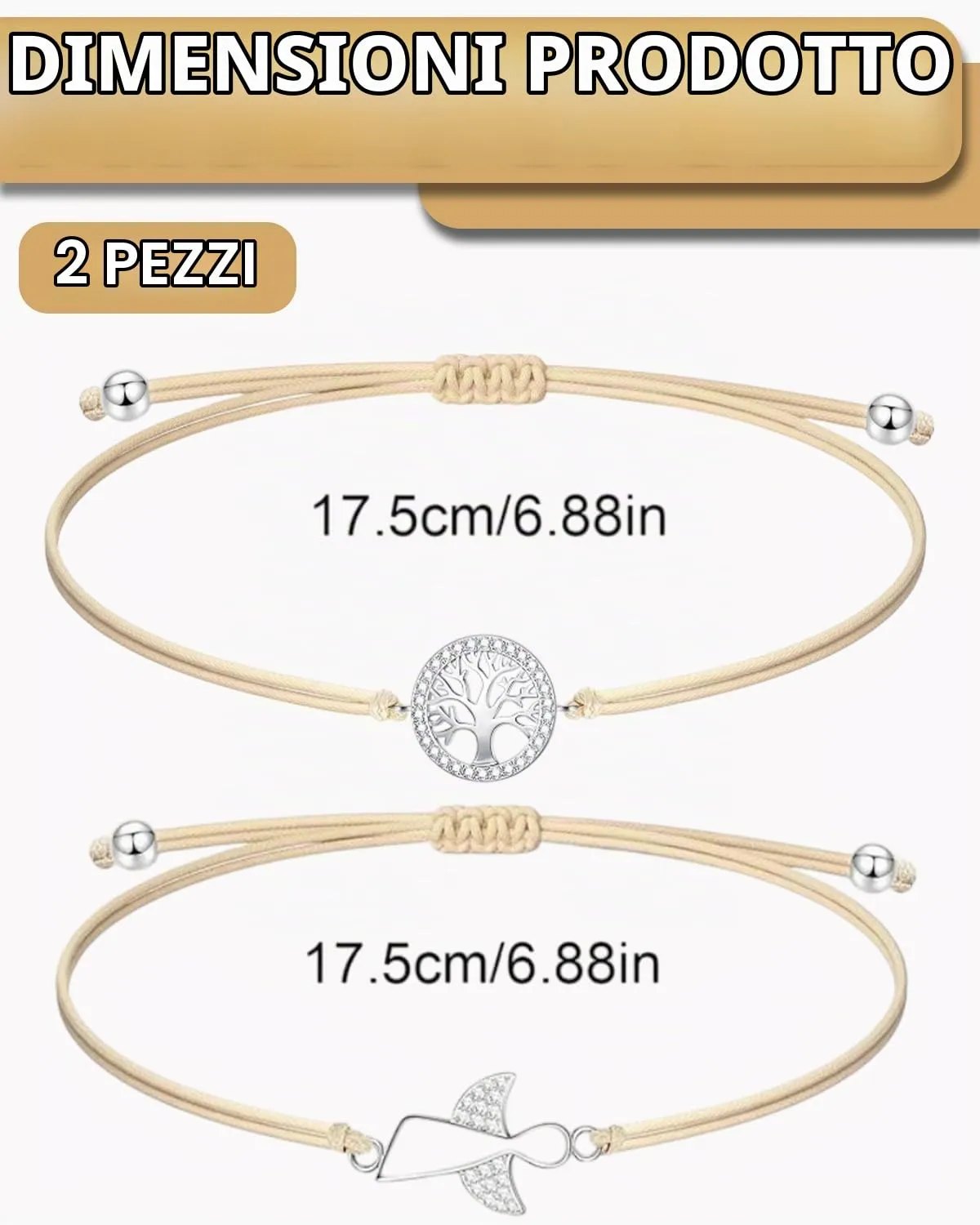CULEB Bracciale Angelo Custode e Albero della Vita, Portafortuna in Argento con Cordoncino Intrecciato Regolabile, Regalo per Cresima, Battesimo e Comunione per Ragazze e Donne - immagine 2