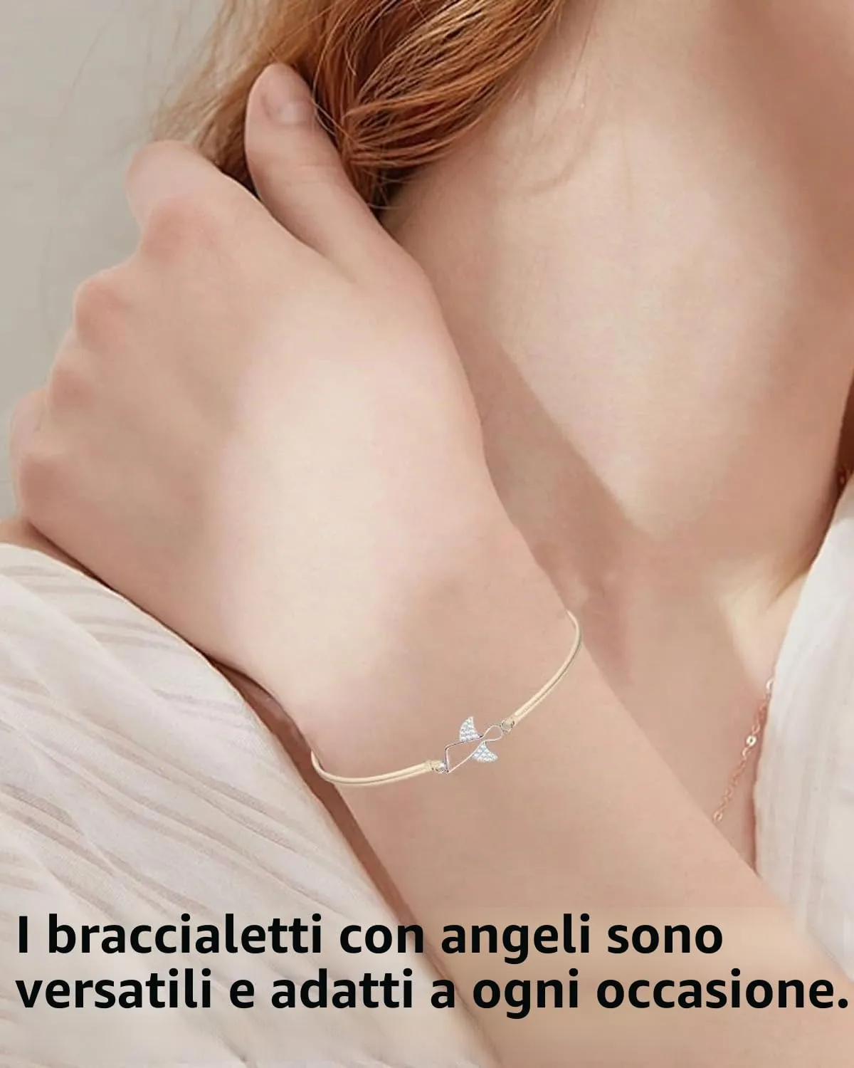 CULEB Bracciale Angelo Custode e Albero della Vita, Portafortuna in Argento con Cordoncino Intrecciato Regolabile, Regalo per Cresima, Battesimo e Comunione per Ragazze e Donne - immagine 4