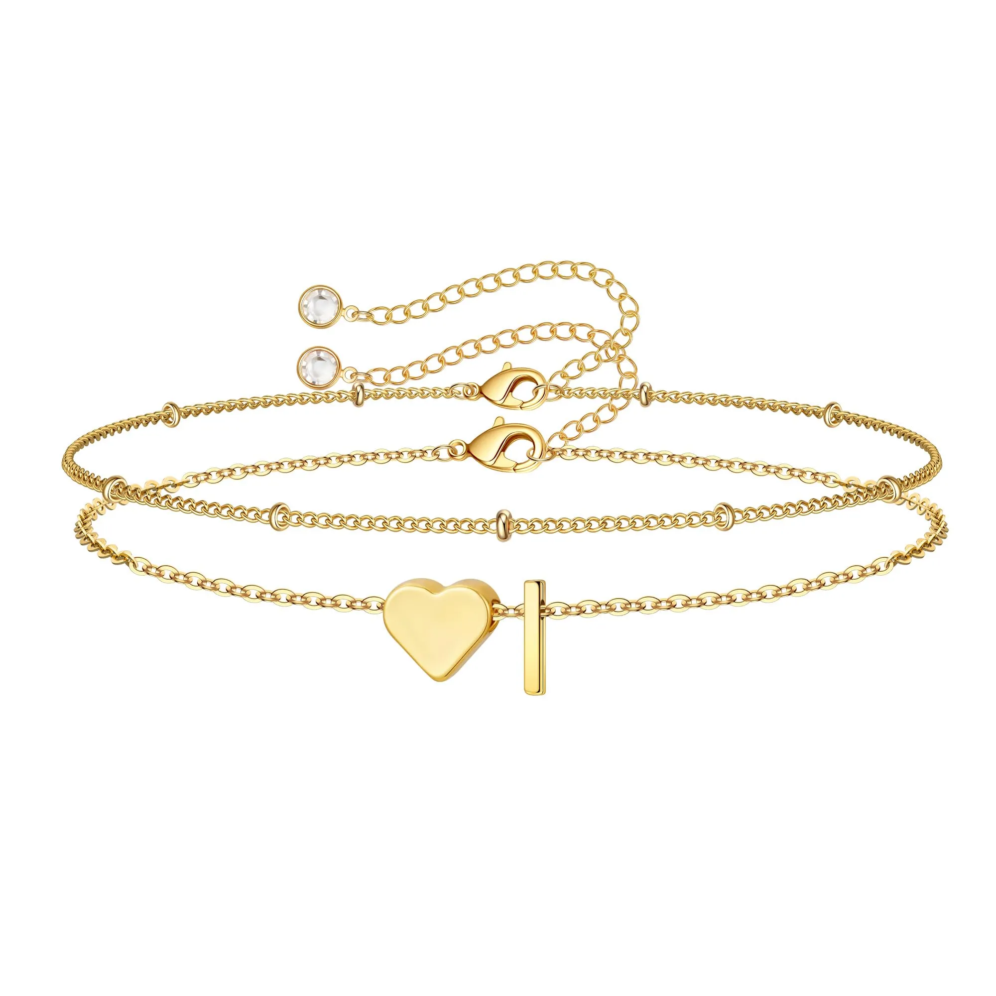 TINGN Bracciale da donna oro argento – 14 carati placcato oro oro a strati – bracciale personalizzato con lettere monogramma alfabeto – bracciale da donna gioielli regalo per donne fidanzate ragazze - immagine 1