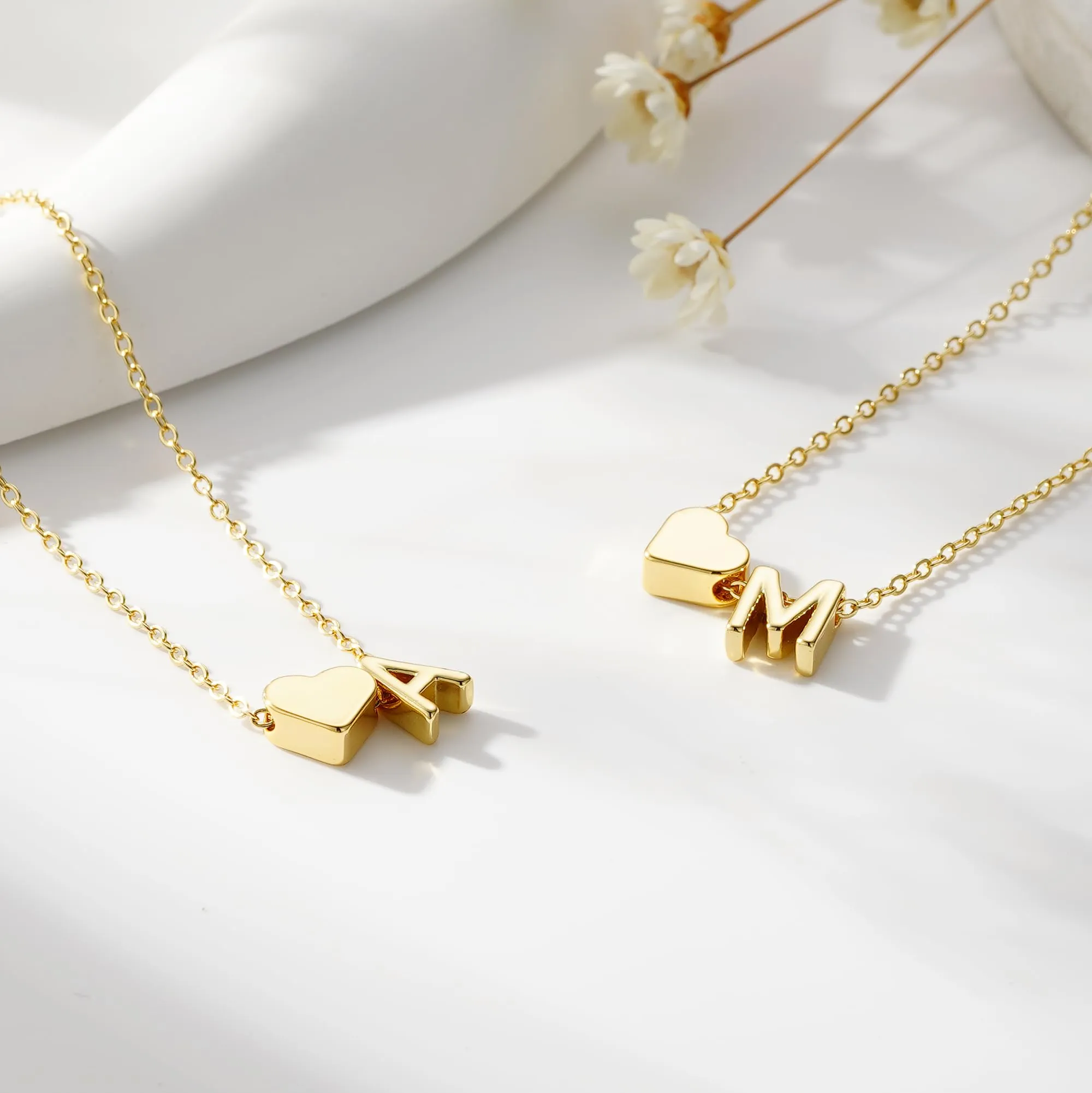 Bracciale da Donna TINGN Oro e Argento - 14K Bracciale Dorato a Strati con Cuore, Bracciale Personalizzato con Monogramma, Alfabeto, Lettere, Gioielli da Donna, Catena da Donna, Gioielli da Regalo per - immagine 7