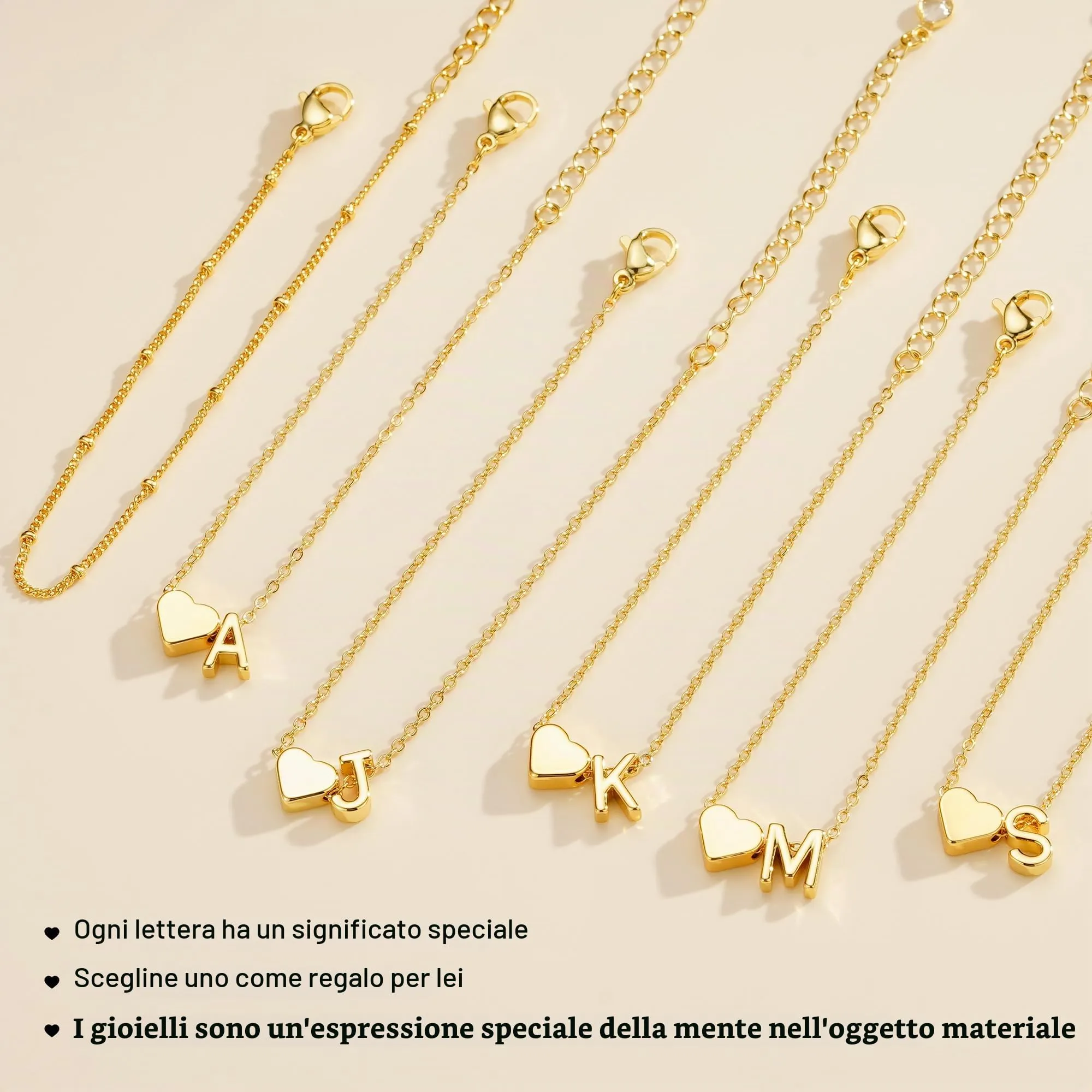 Bracciale Tingn da Donna - Oro Argentato - Placcato Oro 14 Carati - Cuore a Strati - Personalizzabile - Con Lettere dell'Alfabeto e Monogramma - Regalo per Donna, Fidanzata - immagine 7