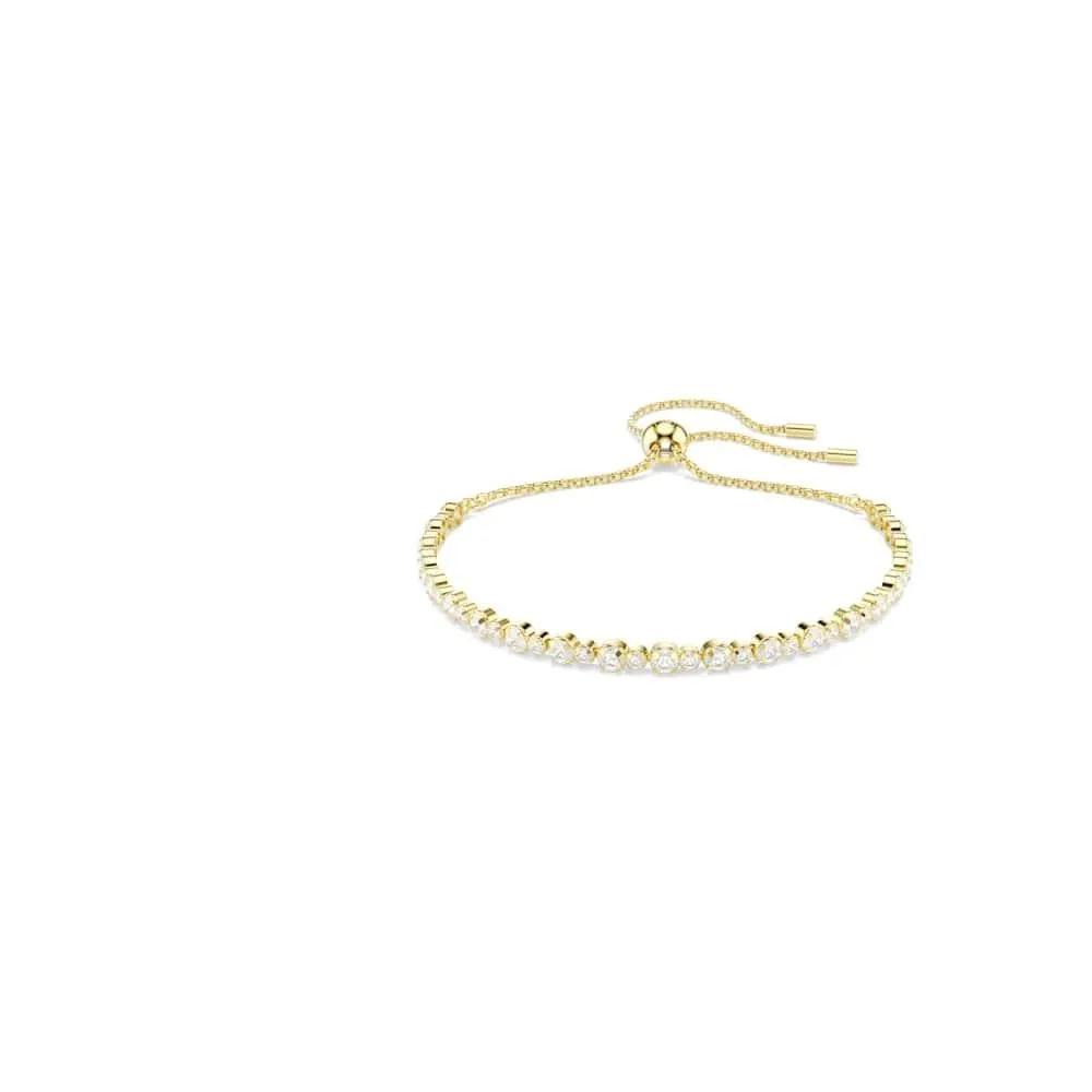 Swarovski Matrix Bracciale Tennis, Gioiello Versatile con Zirconia Trasparenti, Pietre Scintillanti a Taglio Round, Chiusura a Scorrimento, Placcatura in Tonalità Oro, 12-24 cm, 0,2 cm - immagine 1