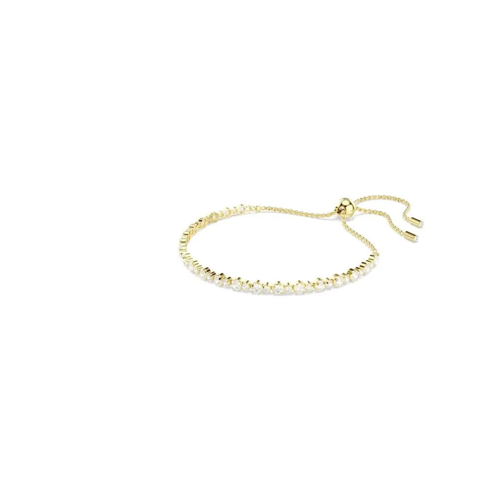 Swarovski Matrix Bracciale Tennis, Gioiello Versatile con Zirconia Trasparenti, Pietre Scintillanti a Taglio Round, Chiusura a Scorrimento, Placcatura in Tonalità Oro, 12-24 cm, 0,2 cm - immagine 2