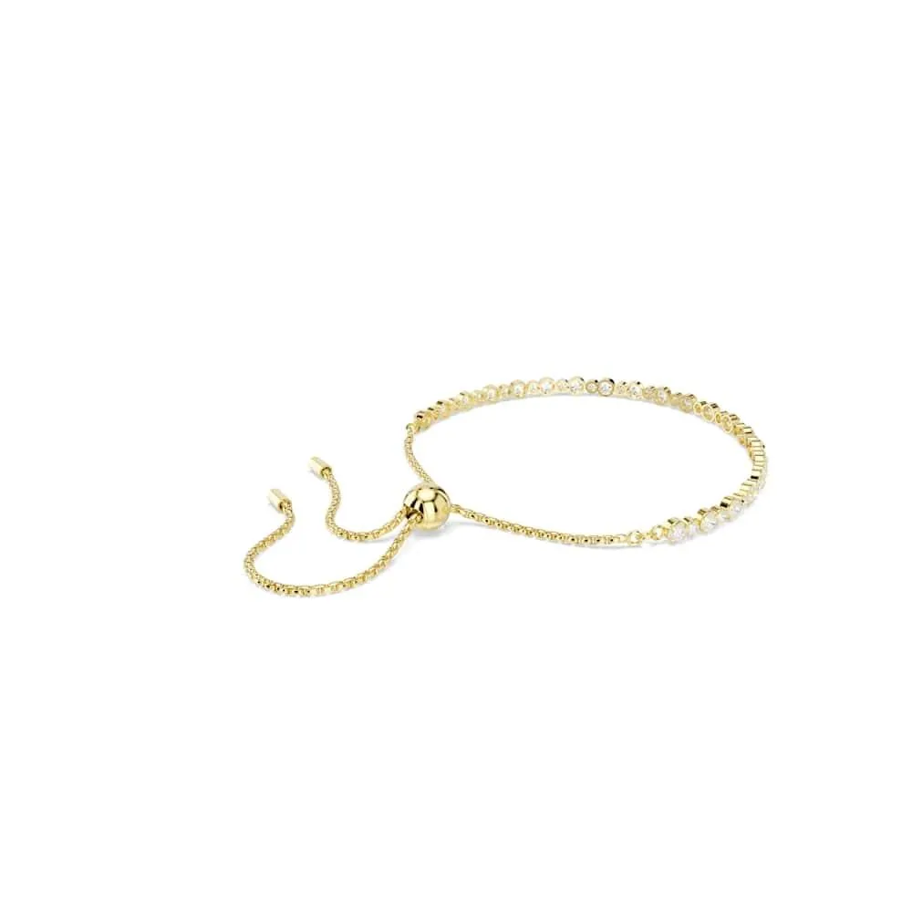 Swarovski Matrix Bracciale Tennis, Gioiello Versatile con Zirconia Trasparenti, Pietre Scintillanti a Taglio Round, Chiusura a Scorrimento, Placcatura in Tonalità Oro, 12-24 cm, 0,2 cm - immagine 5
