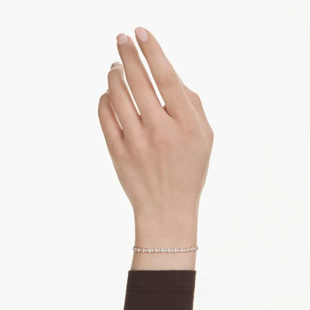 Swarovski Matrix Bracciale Tennis, Gioiello Versatile con Zirconia Trasparenti, Pietre Scintillanti a Taglio Round, Chiusura a Scorrimento, Placcatura in Tonalità Oro, 12-24 cm, 0,2 cm - immagine 6