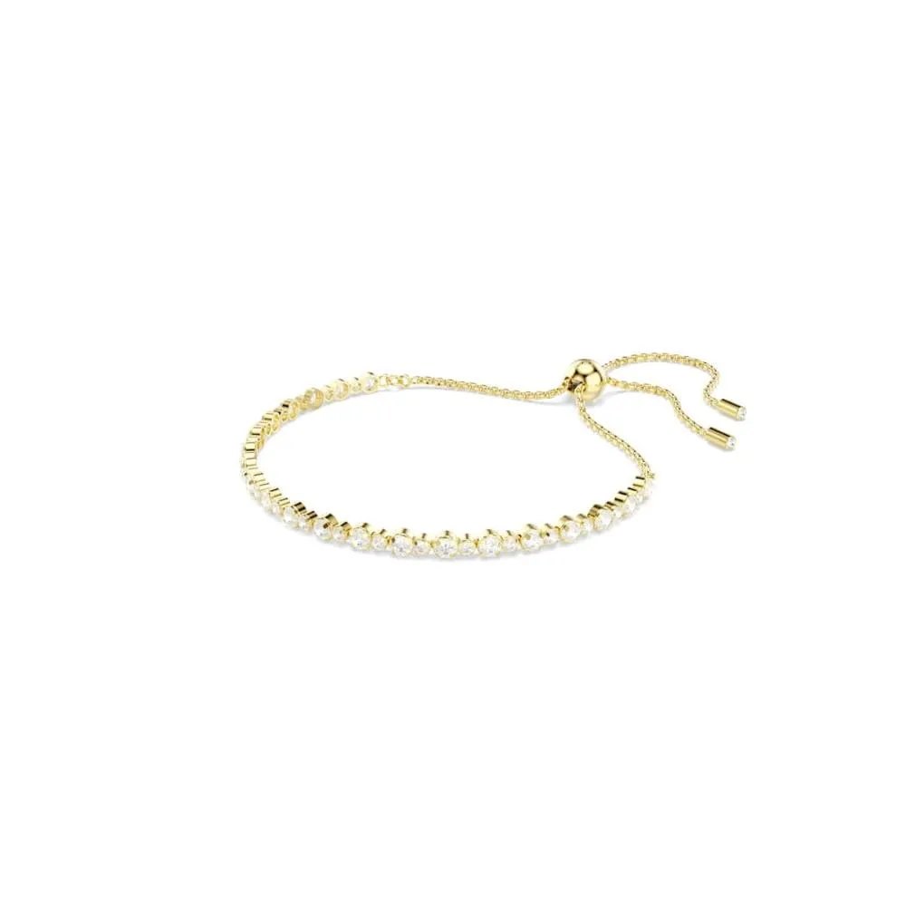 Swarovski Matrix Bracciale Tennis, Gioiello Versatile con Zirconia Trasparenti, Pietre Scintillanti a Taglio Round, Chiusura a Scorrimento, Placcatura in Tonalità Oro, 12-24 cm, 0,2 cm - immagine 7