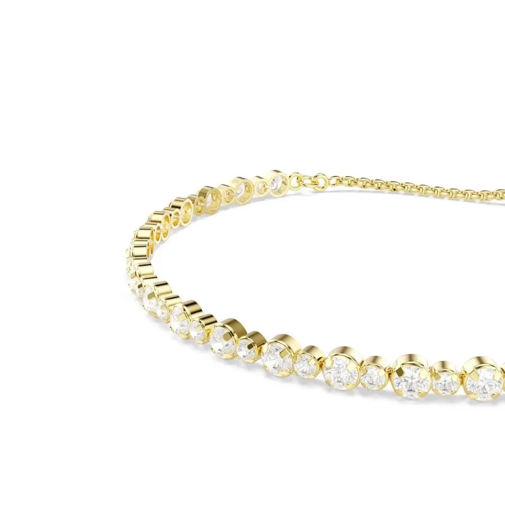 Swarovski Matrix Bracciale Tennis, Gioiello Versatile con Zirconia Trasparenti, Pietre Scintillanti a Taglio Round, Chiusura a Scorrimento, Placcatura in Tonalità Oro, 12-24 cm, 0,2 cm - immagine 9