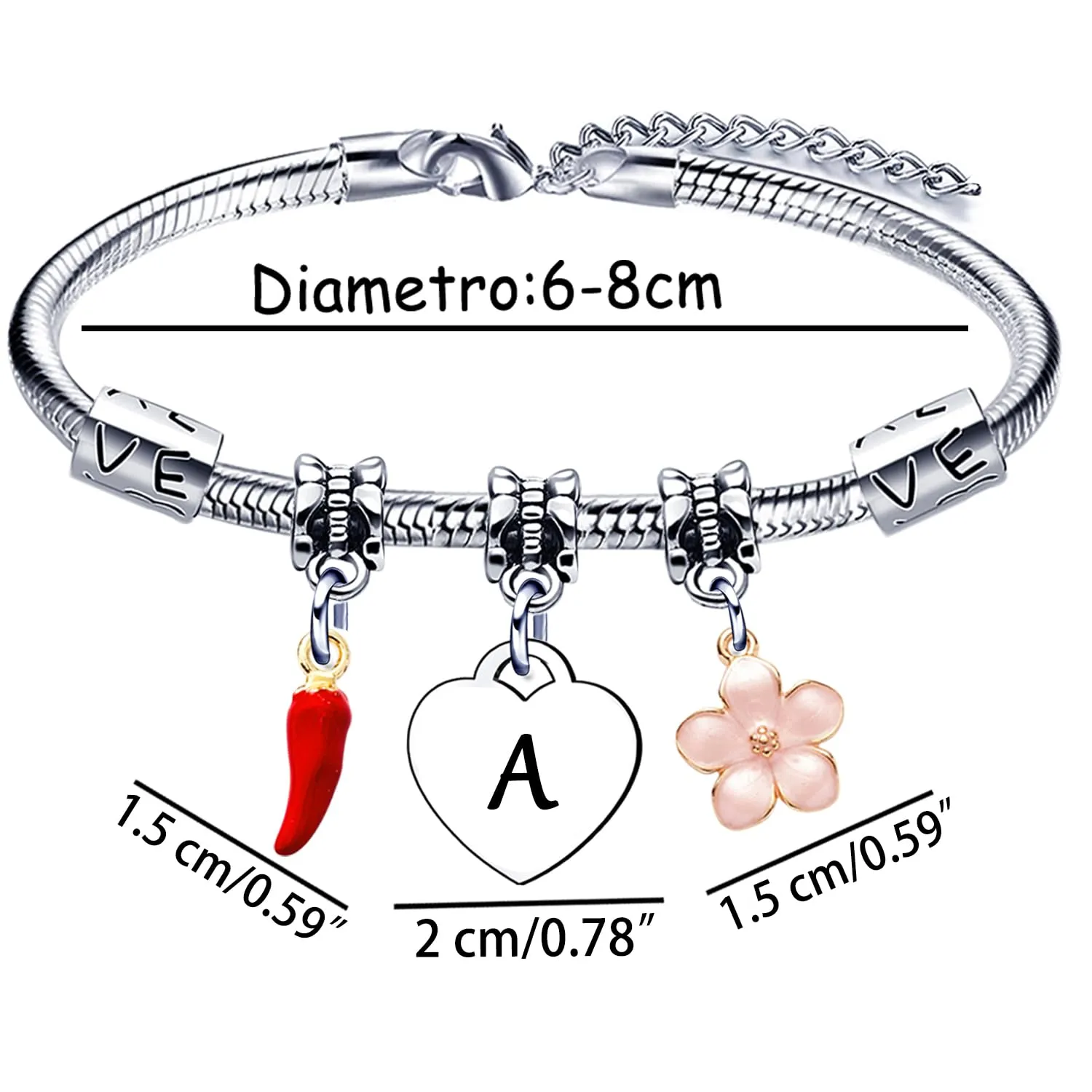 GUOYU Bracciale con Lettera Iniziale,Bracciale Braccialetto Donna, Regalo Donna Compleanno,Regalo Natale per Amica Collega Coppia Mamma Sorella Zia Nipote Figlia (A) - immagine 2