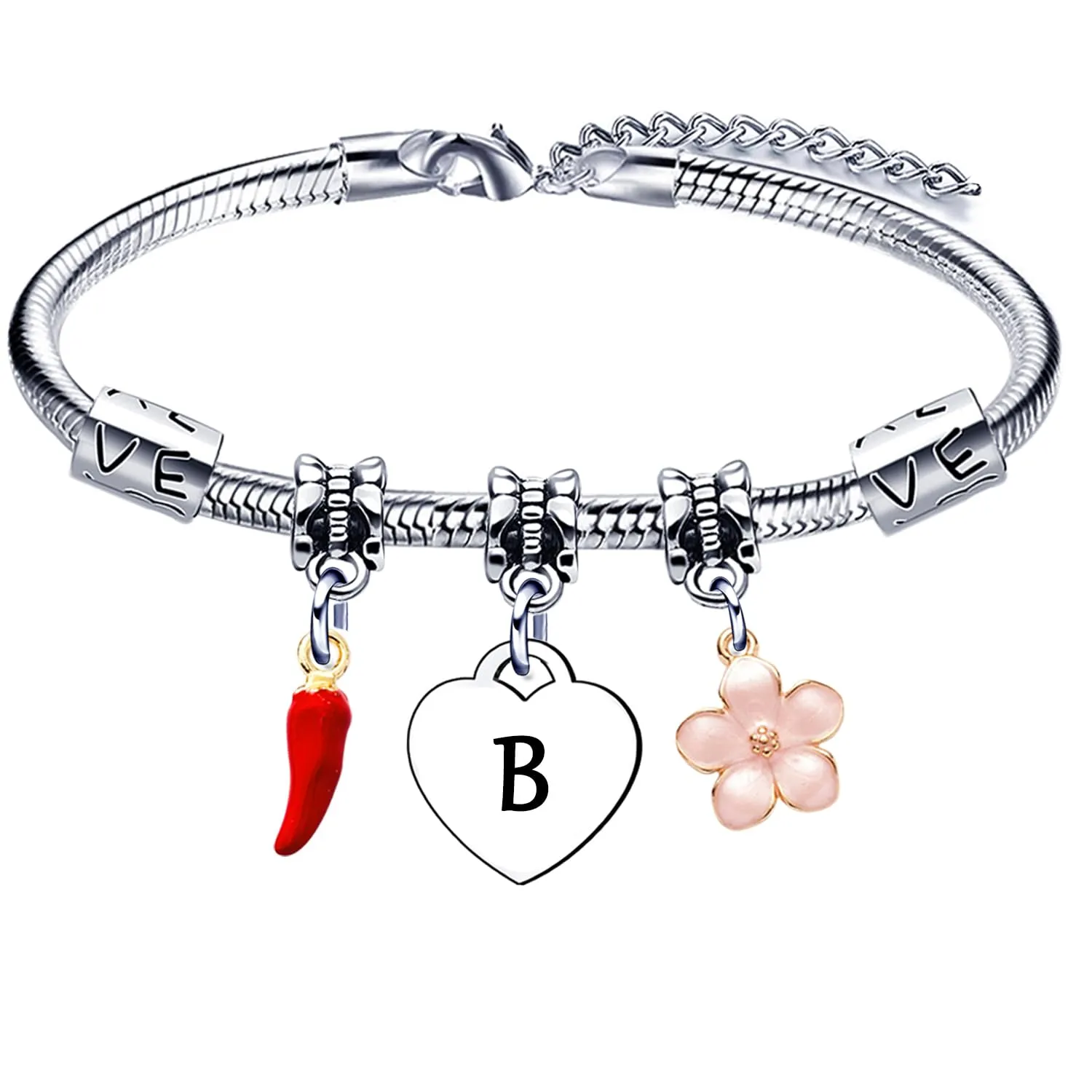 GUOYU Bracciale con Lettera Iniziale B,Bracciale Braccialetto Donna,Regalo Natale per Amica Collega Mamma Nonna Sorella, Regalo Compleanno Laurea Donna - immagine 1