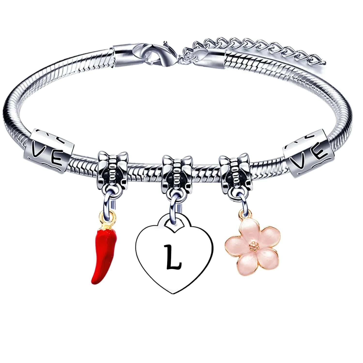 GUOYU Bracciale con Lettera Iniziale L,Bracciale Braccialetto Donna,Regalo Natale per Amica Collega Mamma Nonna Sorella, Regalo Compleanno Laurea Donna - immagine 1