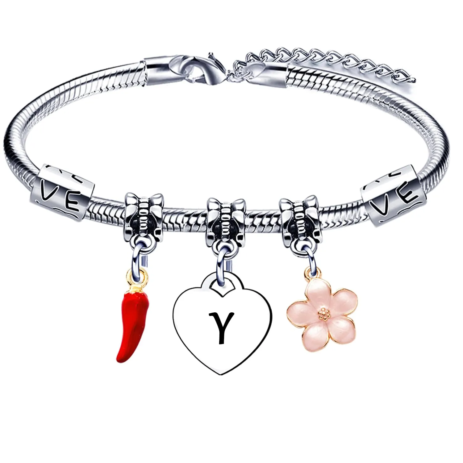 GUOYU Bracciale con Lettera Iniziale Y,Bracciale Braccialetto Donna,Regalo Natale per Amica Collega Mamma Nonna Sorella, Regalo Compleanno Laurea Donna - immagine 1