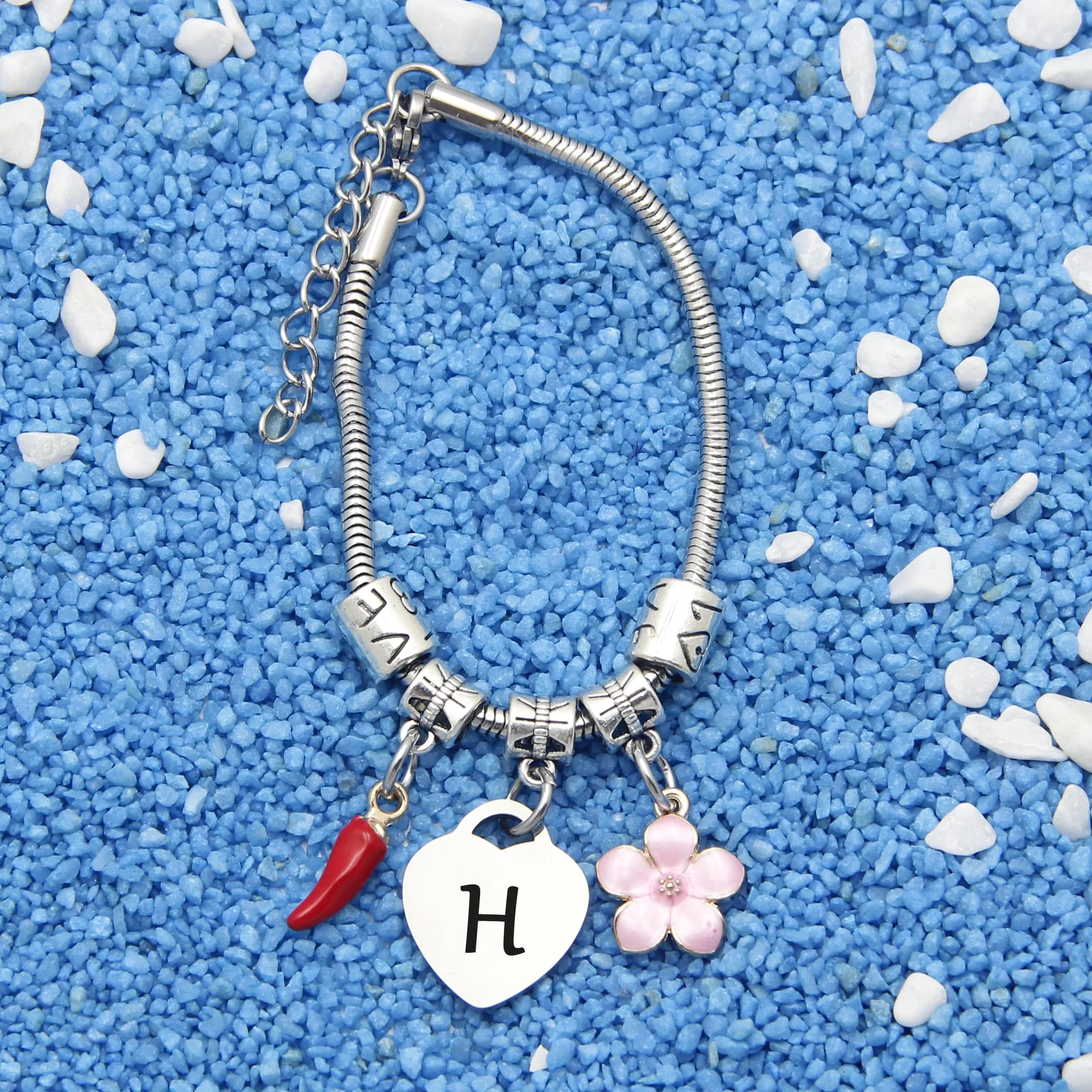 GUOYU Bracciale con Lettera Iniziale H,Bracciale Braccialetto Donna,Regalo Natale per Amica Collega Mamma Nonna Sorella, Regalo Compleanno Laurea Donna - immagine 4