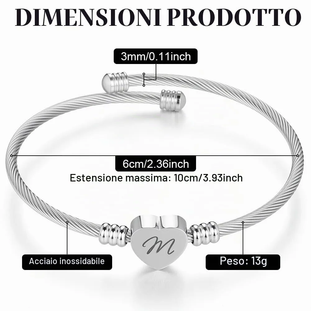AOOSU Bracciale in Argento, Bracciale Donna, Nome Braccialetto Gioielli, per Mamma Nonna Zia Compleanno Giorno di Natale Festa Della Mamma (M) - immagine 2