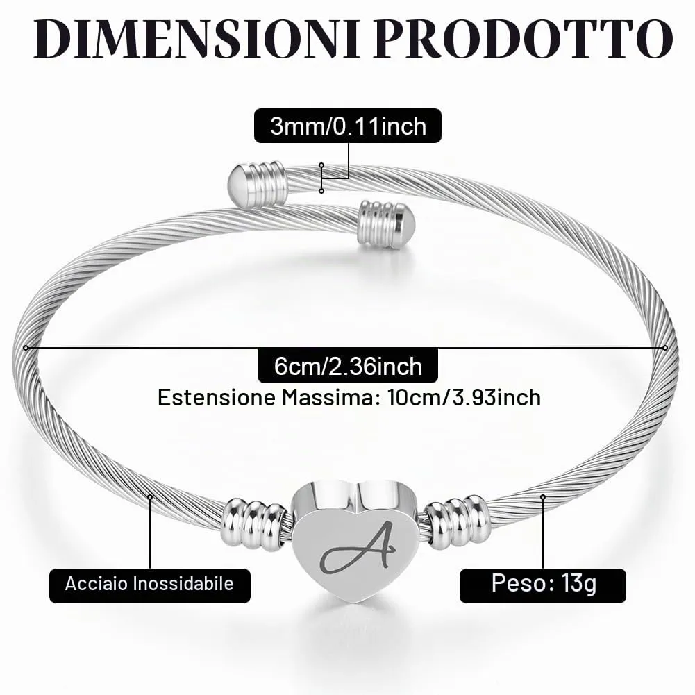AOOSU Bracciale in Argento, Bracciale Donna, Nome Braccialetto Gioielli, per Mamma Nonna Zia Compleanno Giorno di Natale Festa Della Mamma (A) - immagine 2