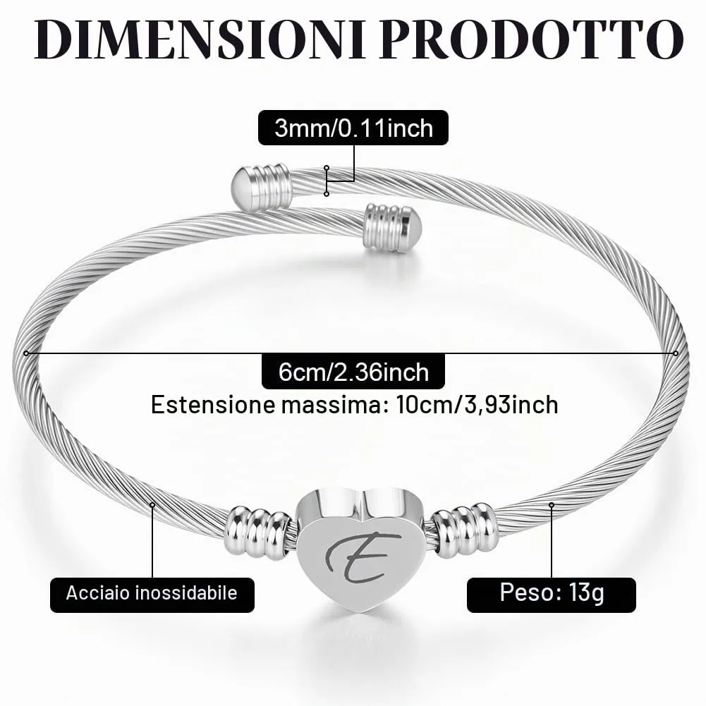 AOOSU Bracciale in Argento, Bracciale Donna, Nome Braccialetto Gioielli, per Mamma Nonna Zia Compleanno Giorno di Natale Festa Della Mamma (E) - immagine 2