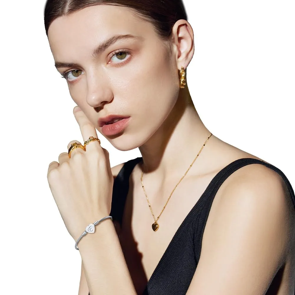 AOOSU Bracciale in Argento, Bracciale Donna, Nome Braccialetto Gioielli, per Mamma Nonna Zia Compleanno Giorno di Natale Festa Della Mamma (E) - immagine 5