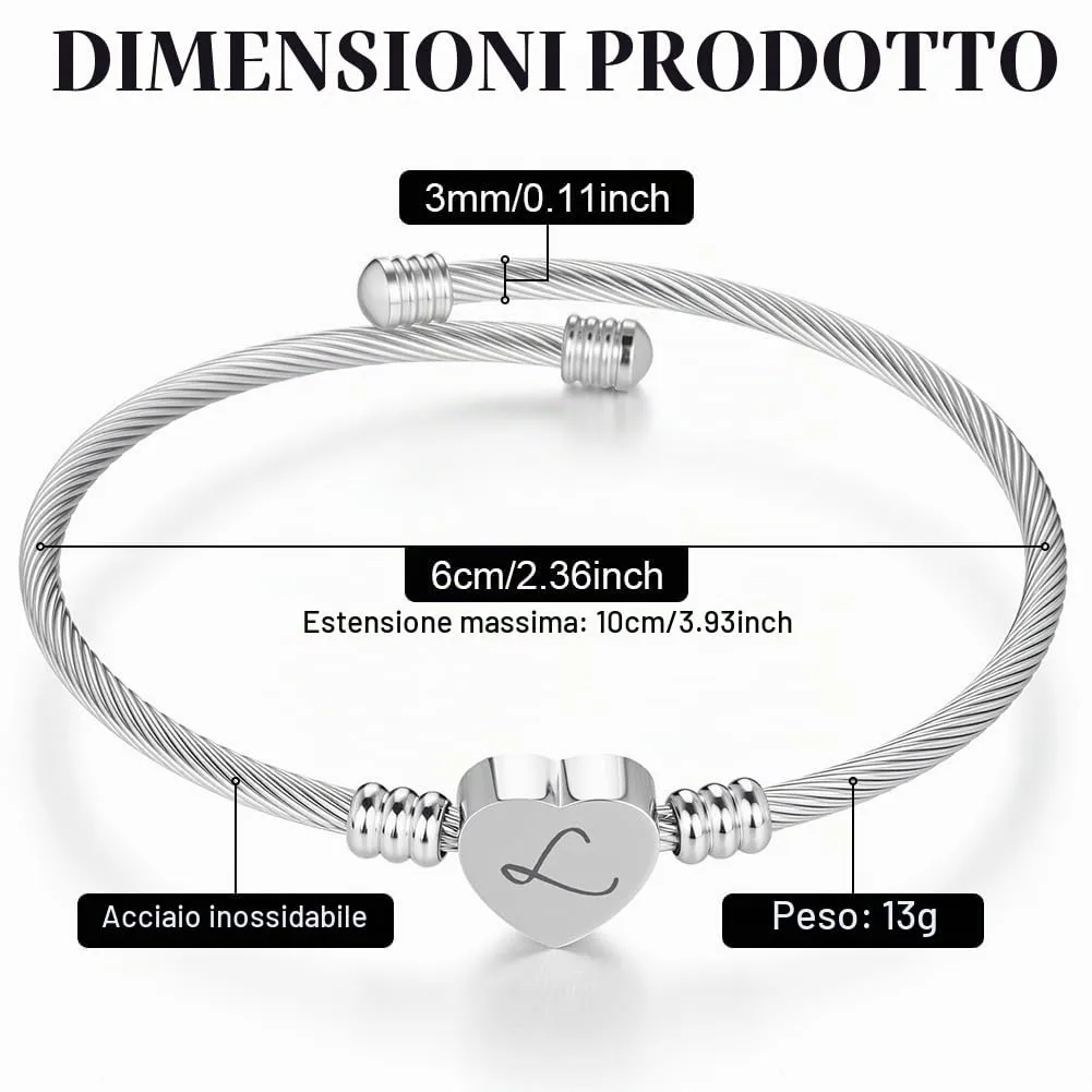 AOOSU Bracciale in Argento, Bracciale Donna, Nome Braccialetto Gioielli, per Mamma Nonna Zia Compleanno Giorno di Natale Festa Della Mamma (L) - immagine 2