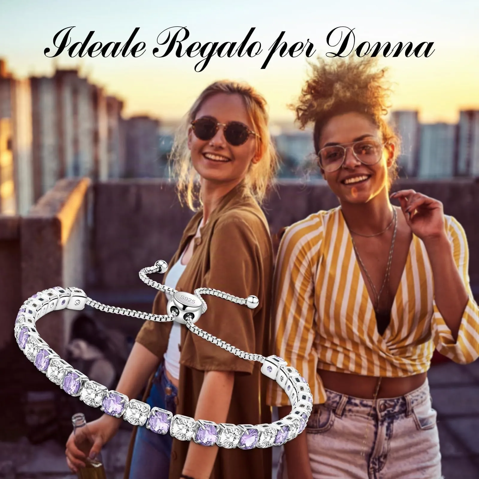 J.Fée Regali Per Lei Regalo Donna, Tennis Bracciale Donna Argento 925 Bracciale Argento 925 Bracciali Tennis Gioielli Regalo Per Lei,97 - immagine 6