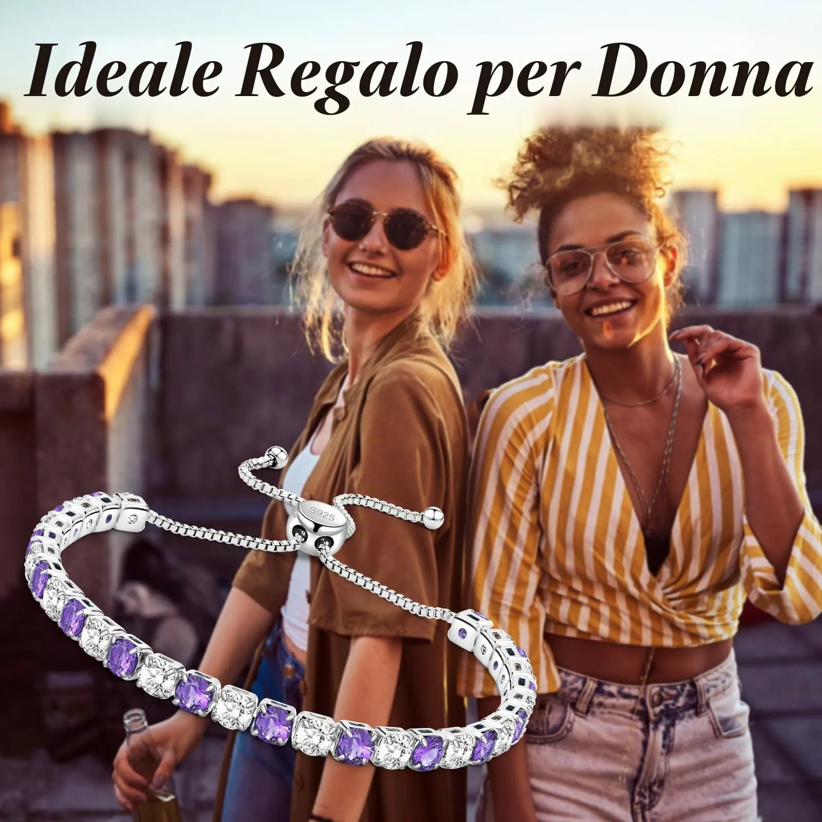 J.Fée Regali Per Lei Regalo Donna, Tennis Bracciale Donna Argento 925 Bracciale Argento 925 Bracciali Tennis Gioielli Regalo Per Lei,01 - immagine 6